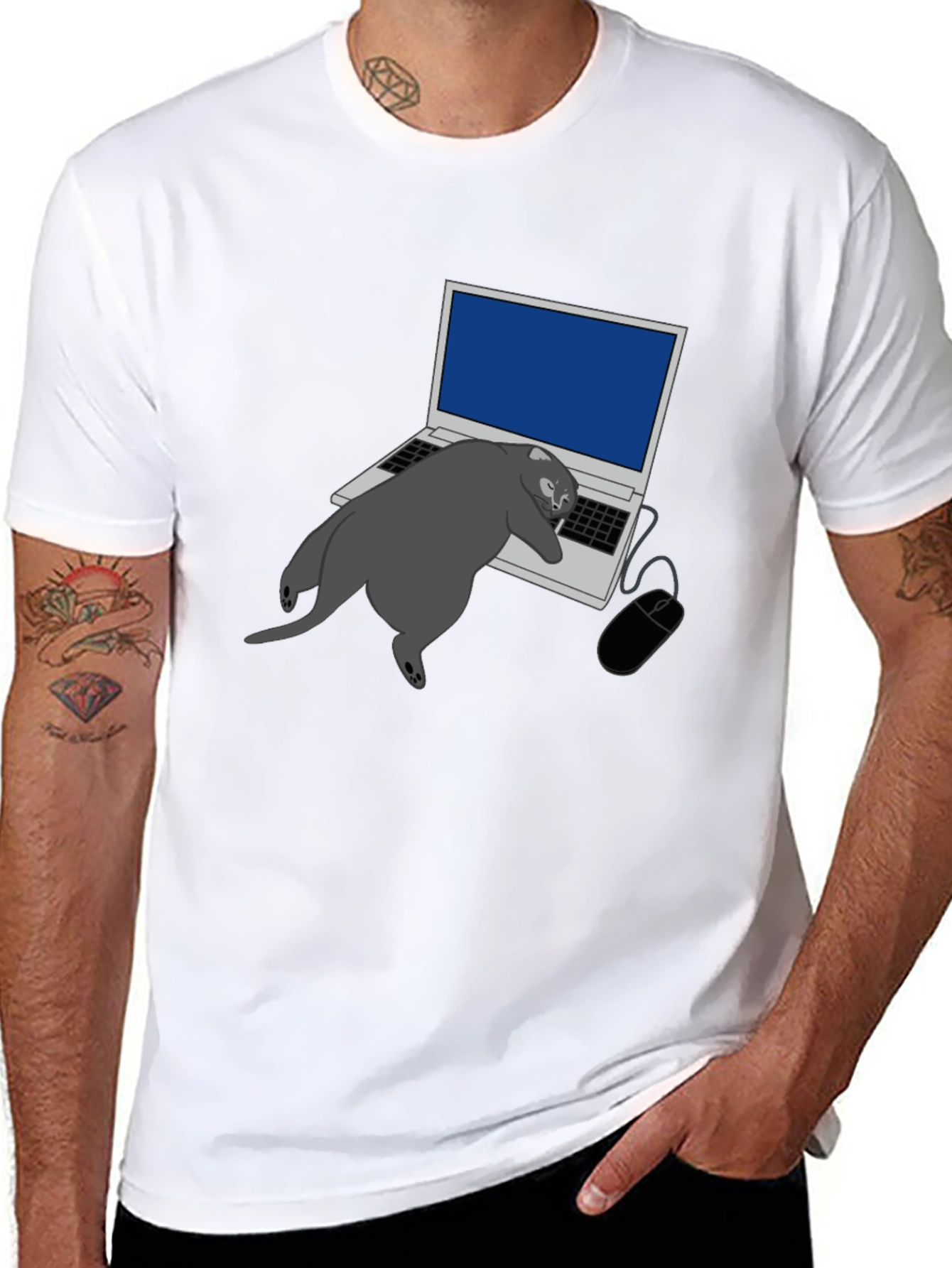 Cat Nap Laptop Graphic Tee