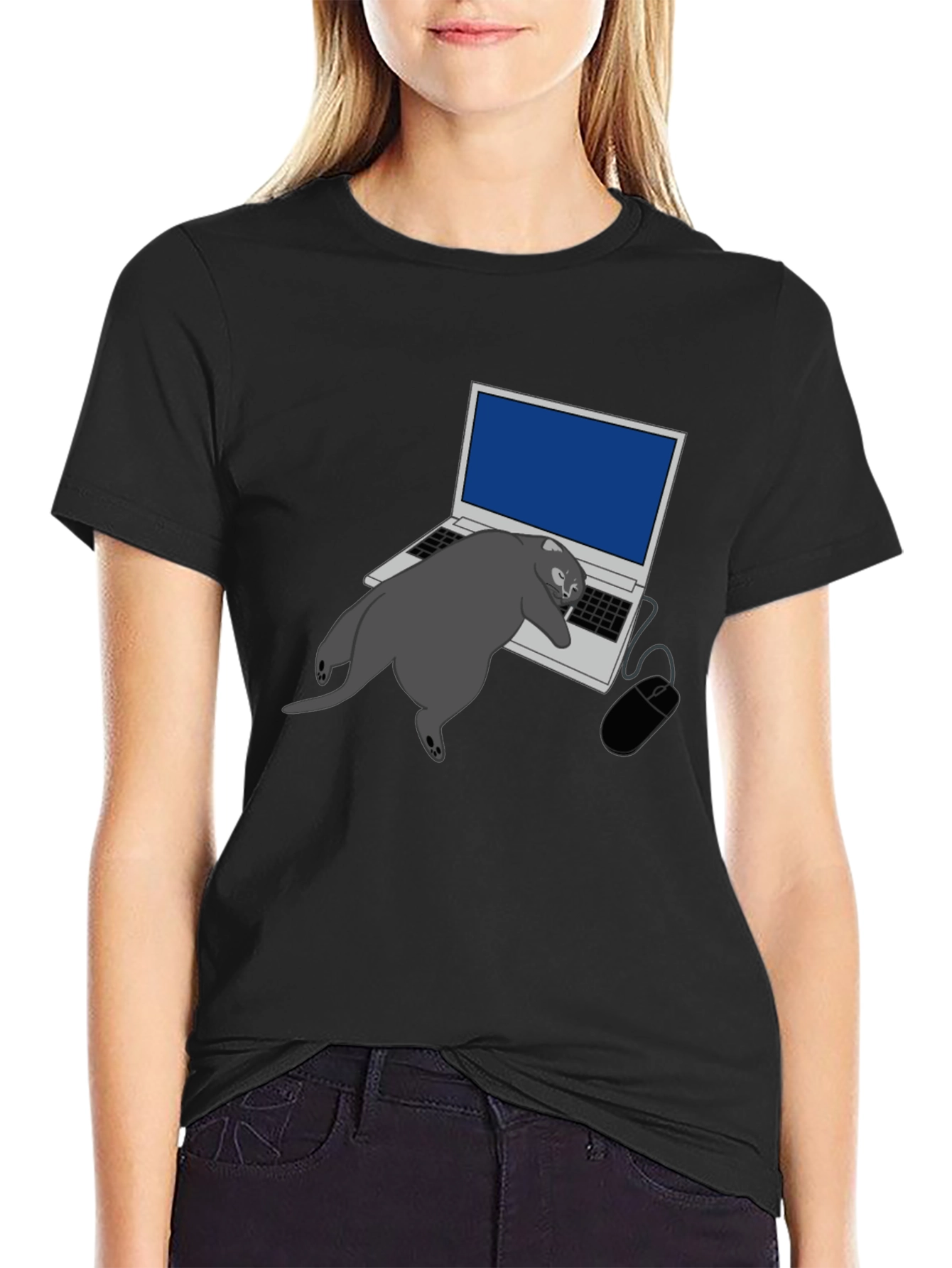 Cat Nap Laptop Graphic Tee