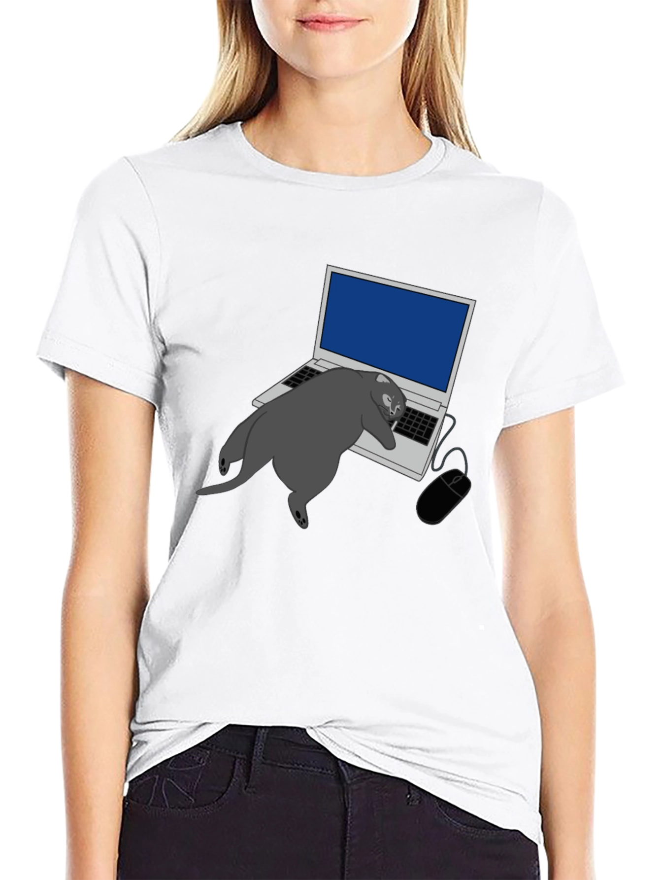 Cat Nap Laptop Graphic Tee