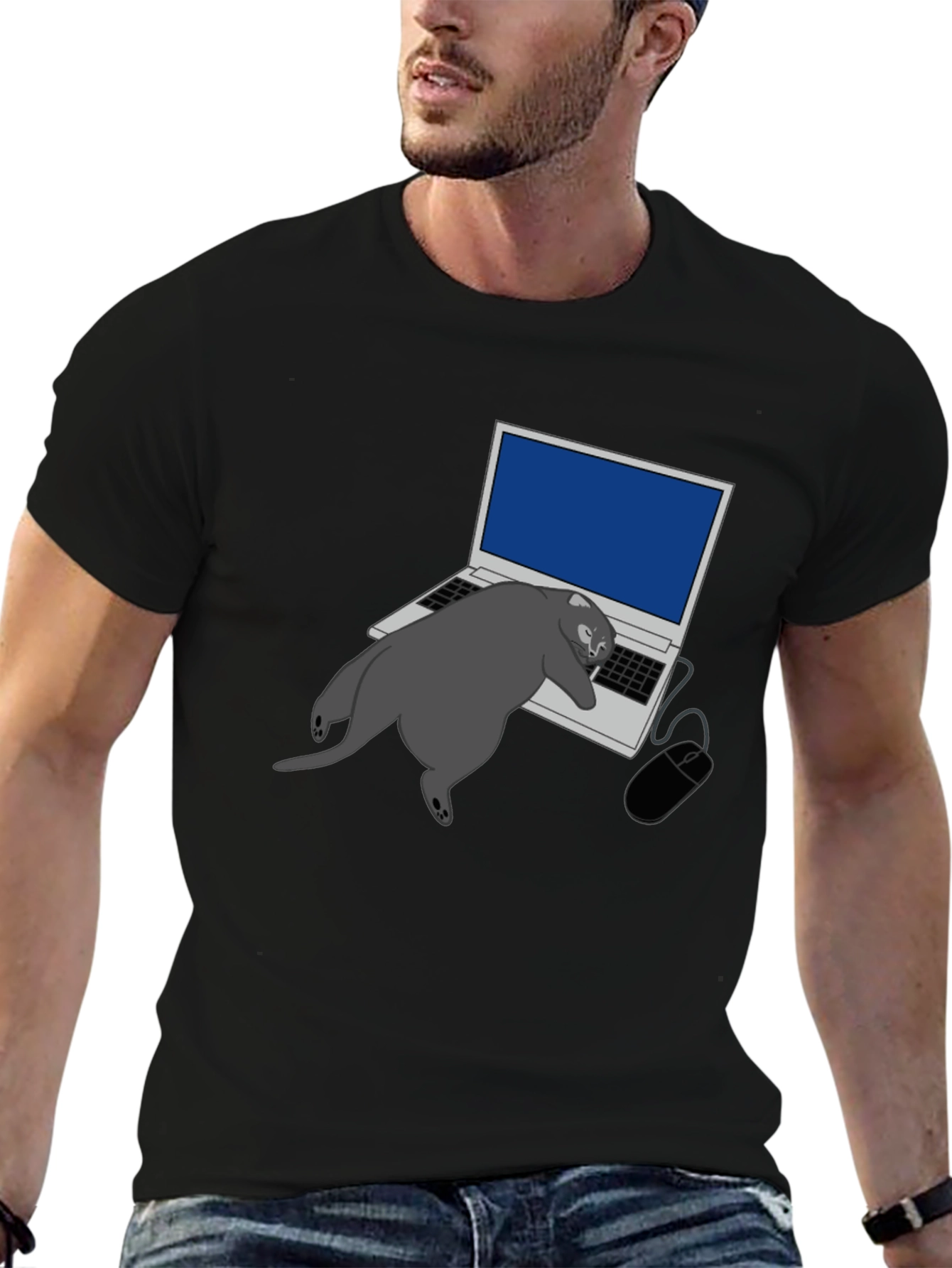 Cat Nap Laptop Graphic Tee