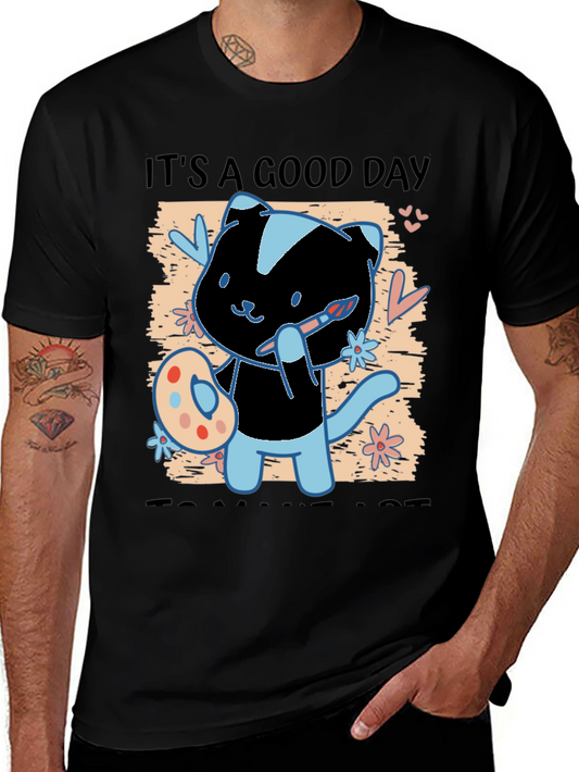 Cute Cat Painter T-Shirt - Its a Good Day to Paint