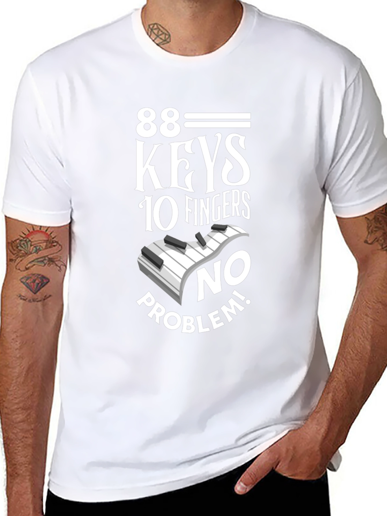 88 Keys 10 Fingers No Problem Black T-Shirt