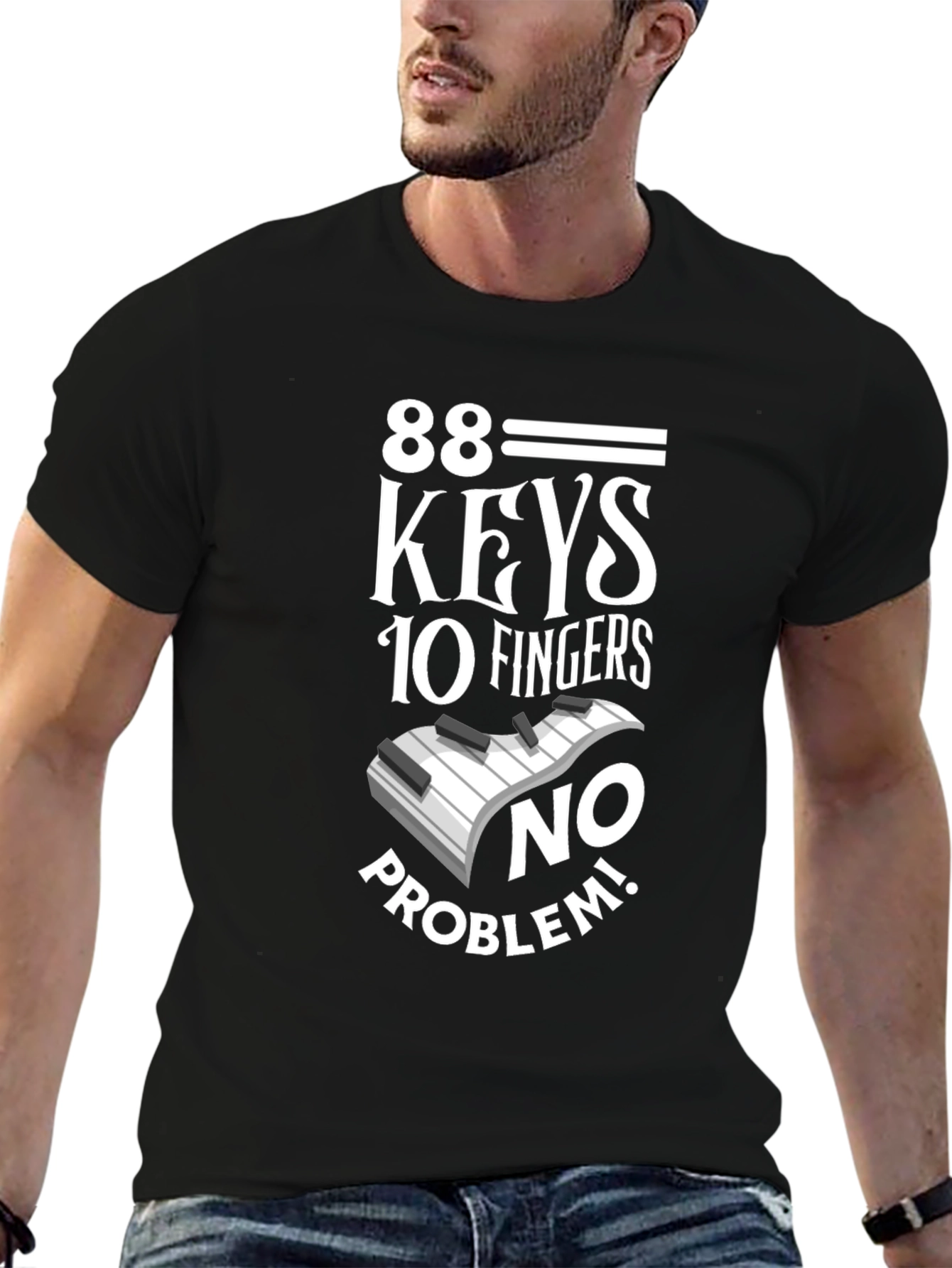 88 Keys 10 Fingers No Problem Black T-Shirt