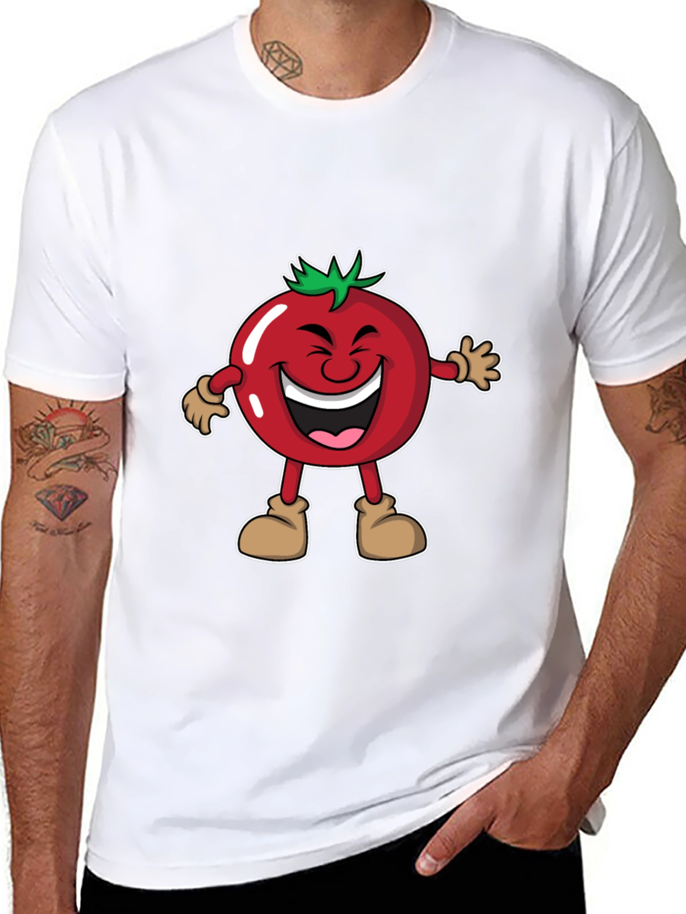 Tomato Cartoon Black T-Shirt