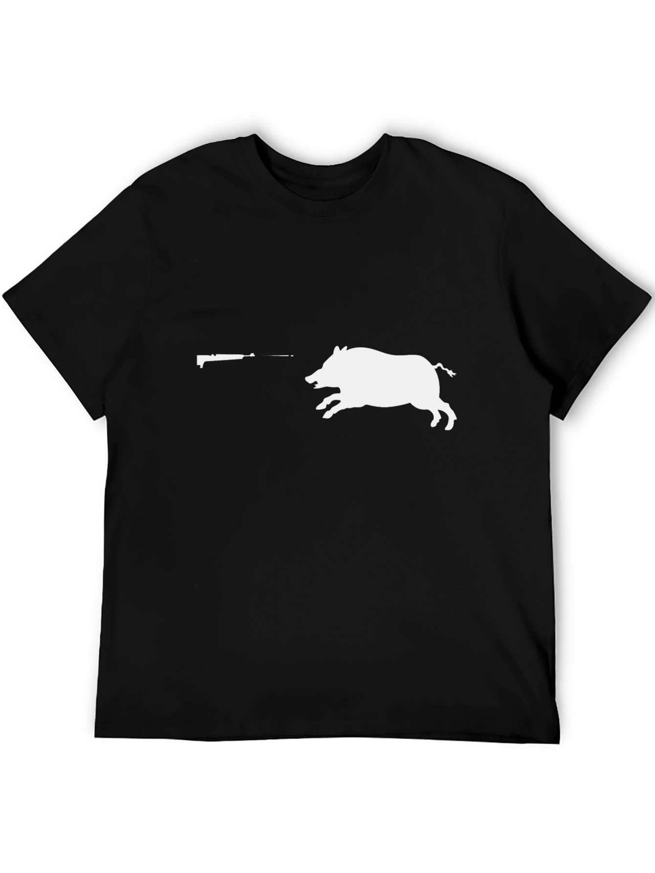 Wild Hog Hunting Graphic Tee - Black Cotton T-Shirt