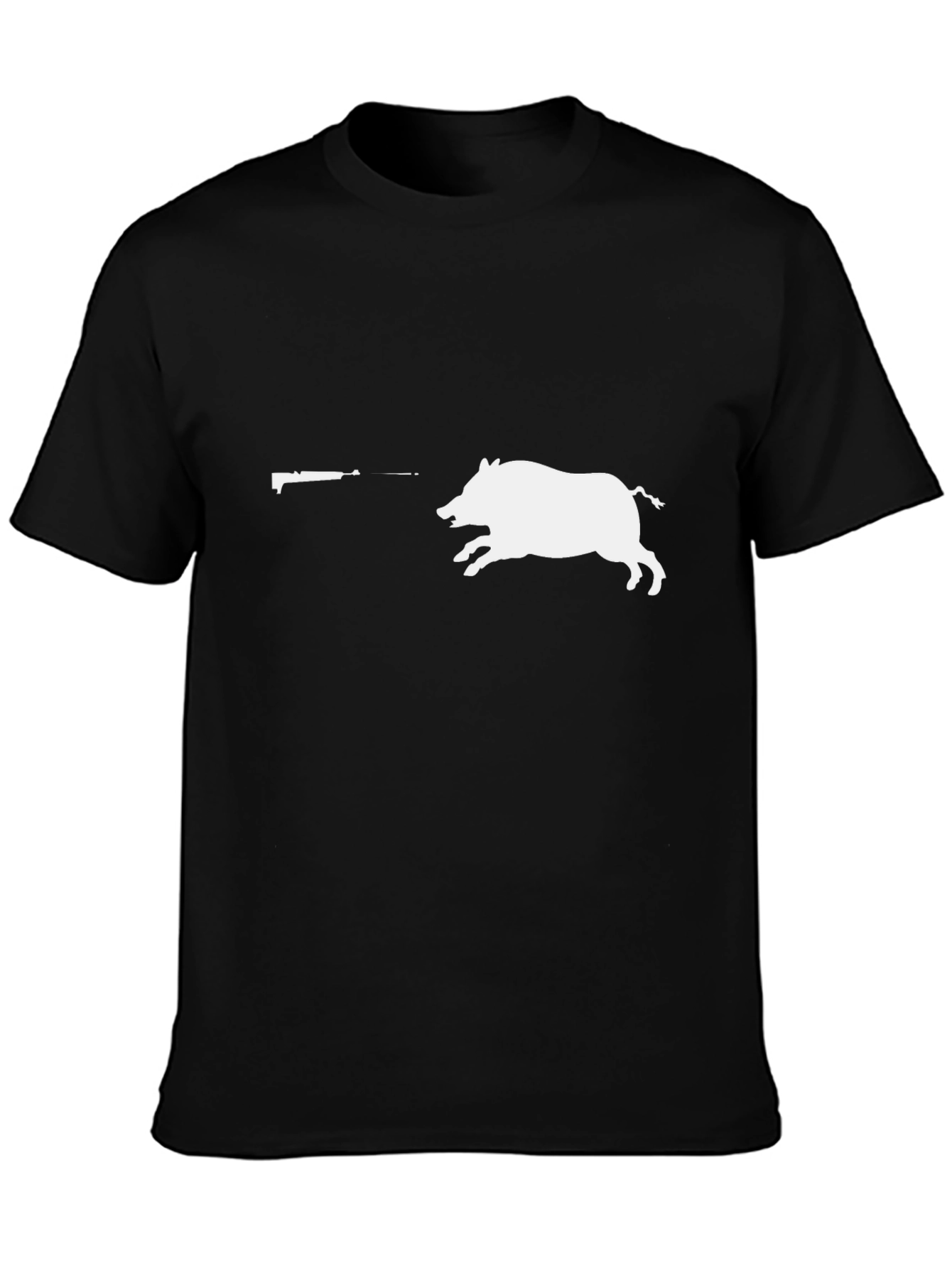 Wild Hog Hunting Graphic Tee - Black Cotton T-Shirt