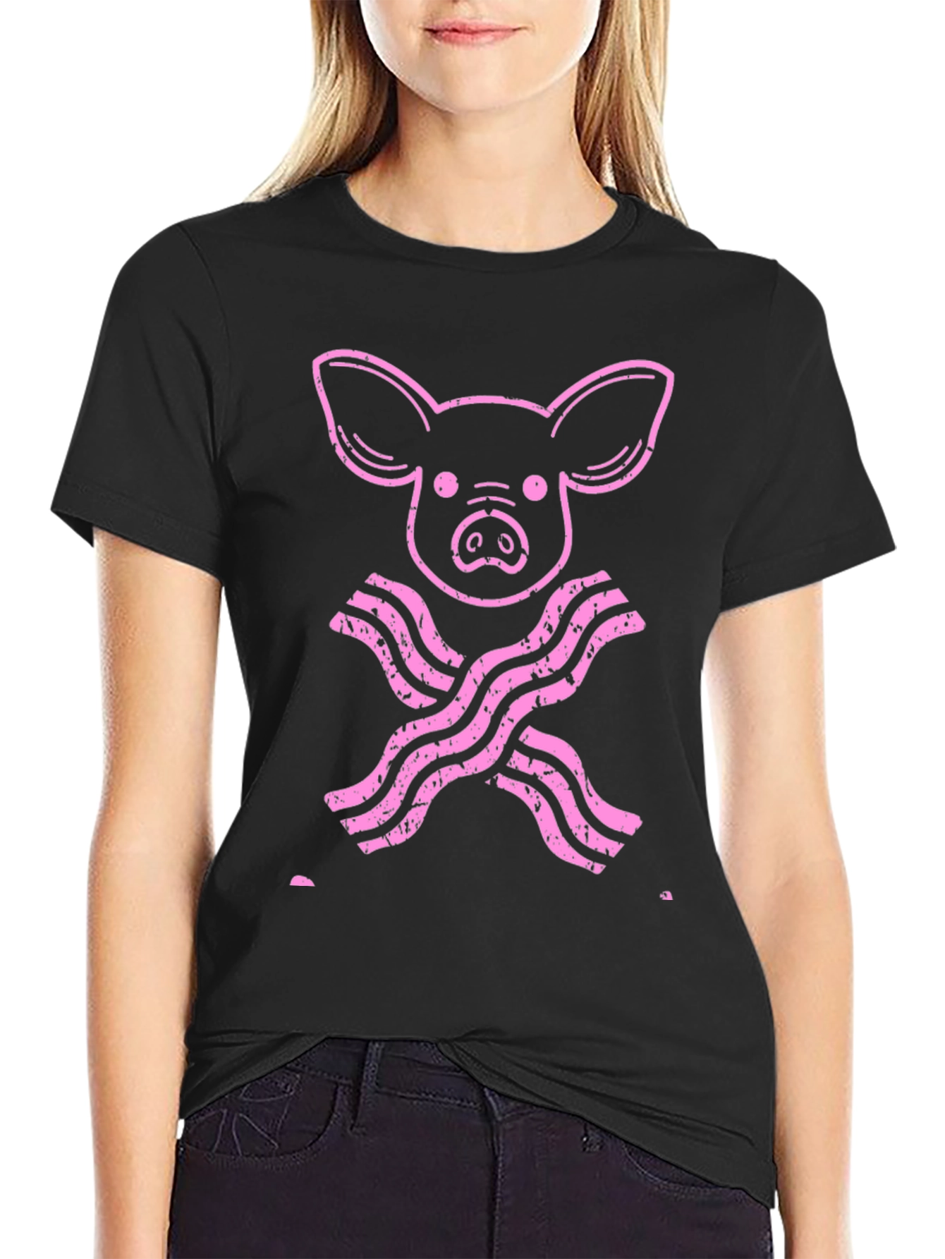 Pig and Bacon Mens Black Graphic Tee
