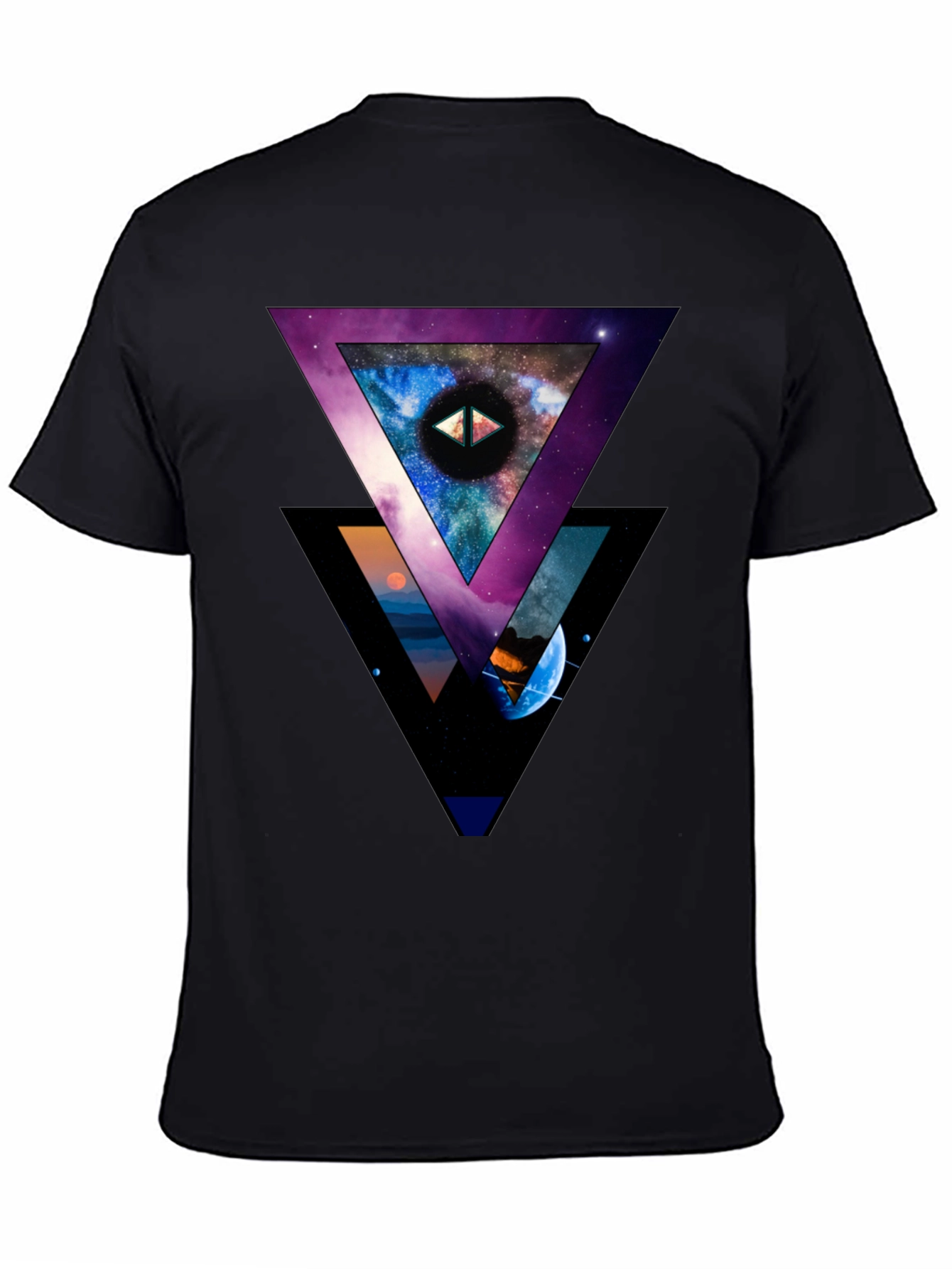 Cosmic Triangle Graphic Black T-Shirt