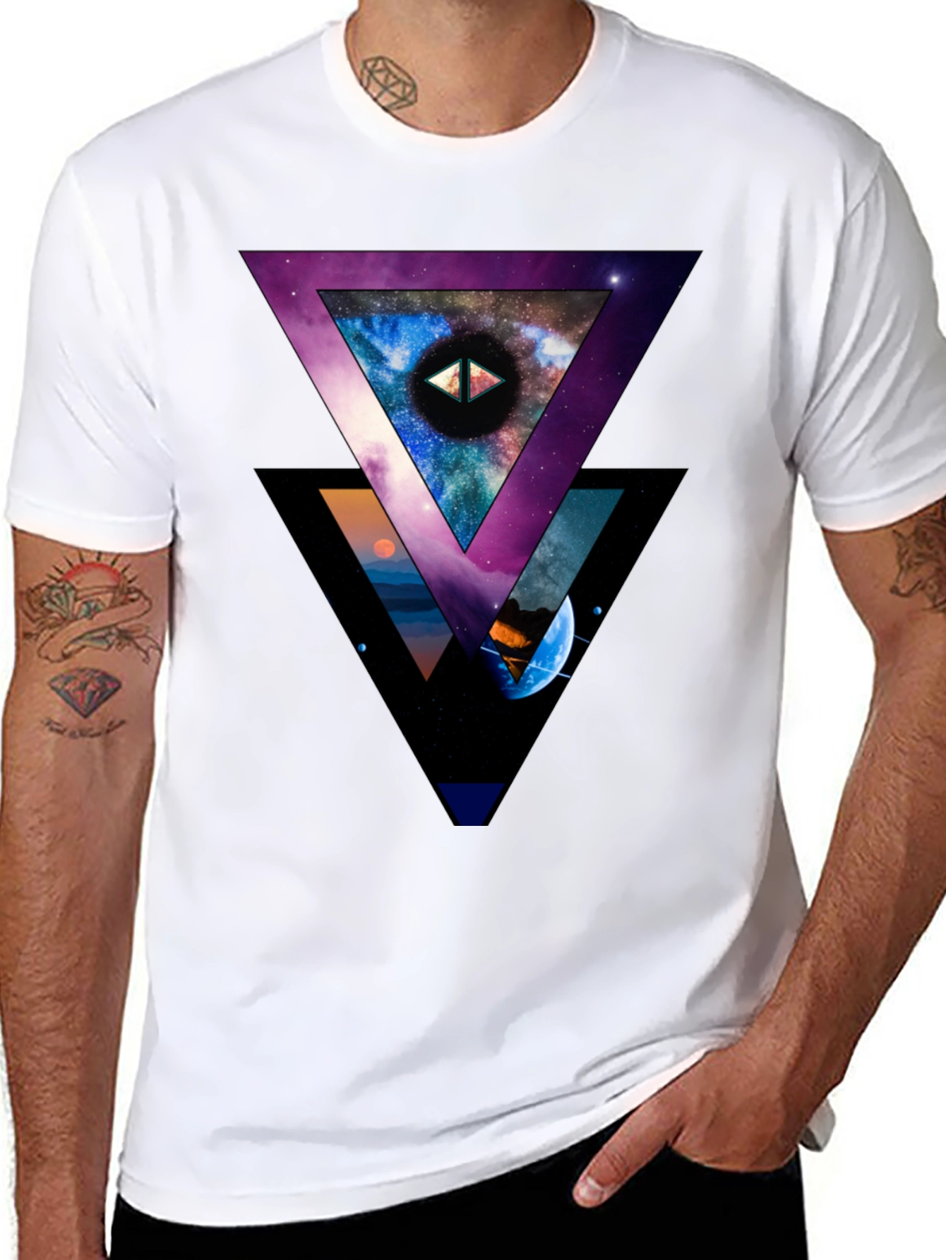 Cosmic Triangle Graphic Black T-Shirt