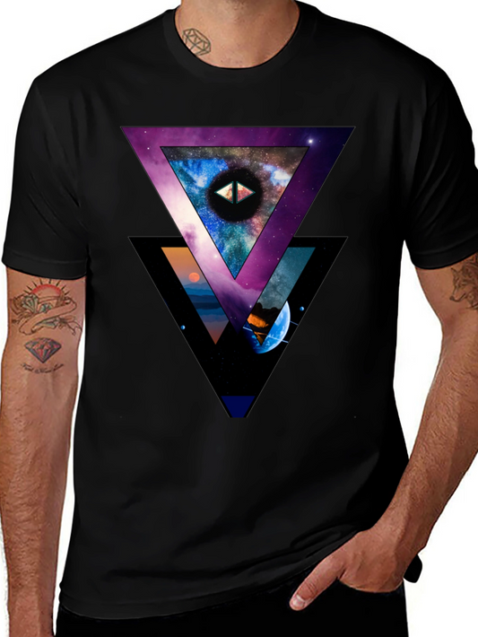 Cosmic Triangle Graphic Black T-Shirt