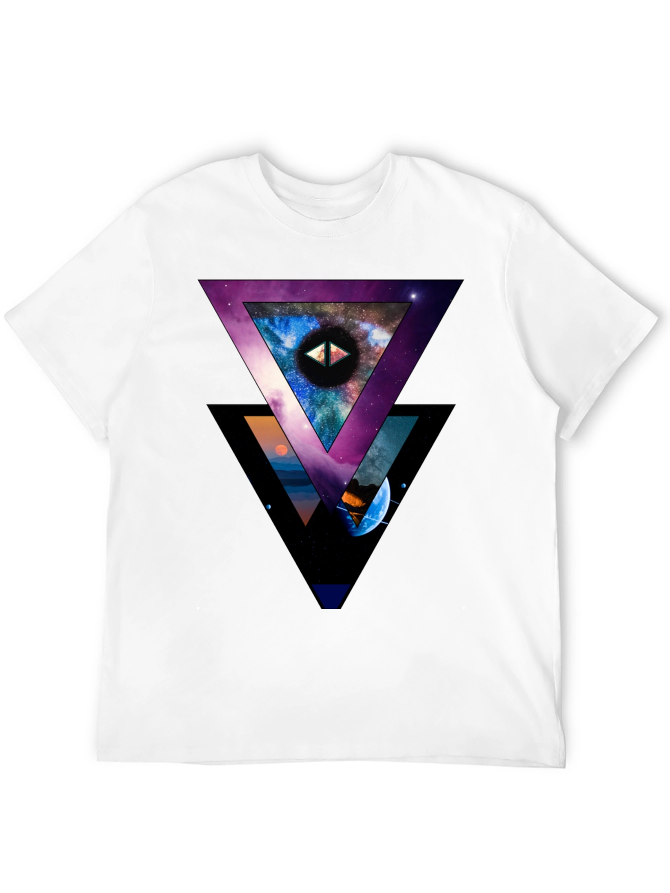 Cosmic Triangle Graphic Black T-Shirt