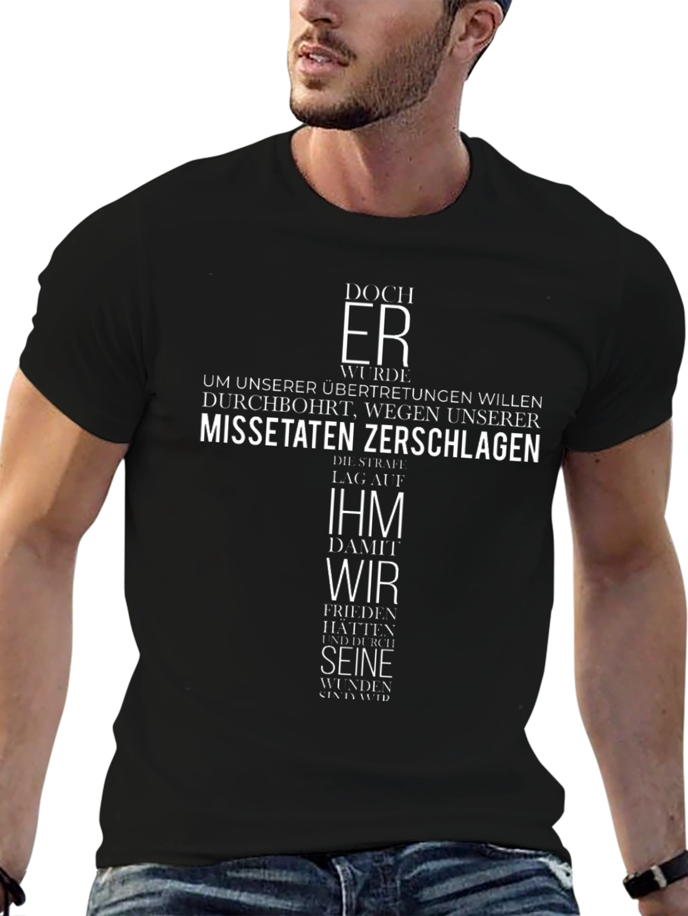 Faith-Inspired Graphic Tee - Doch Er Wurde Cross