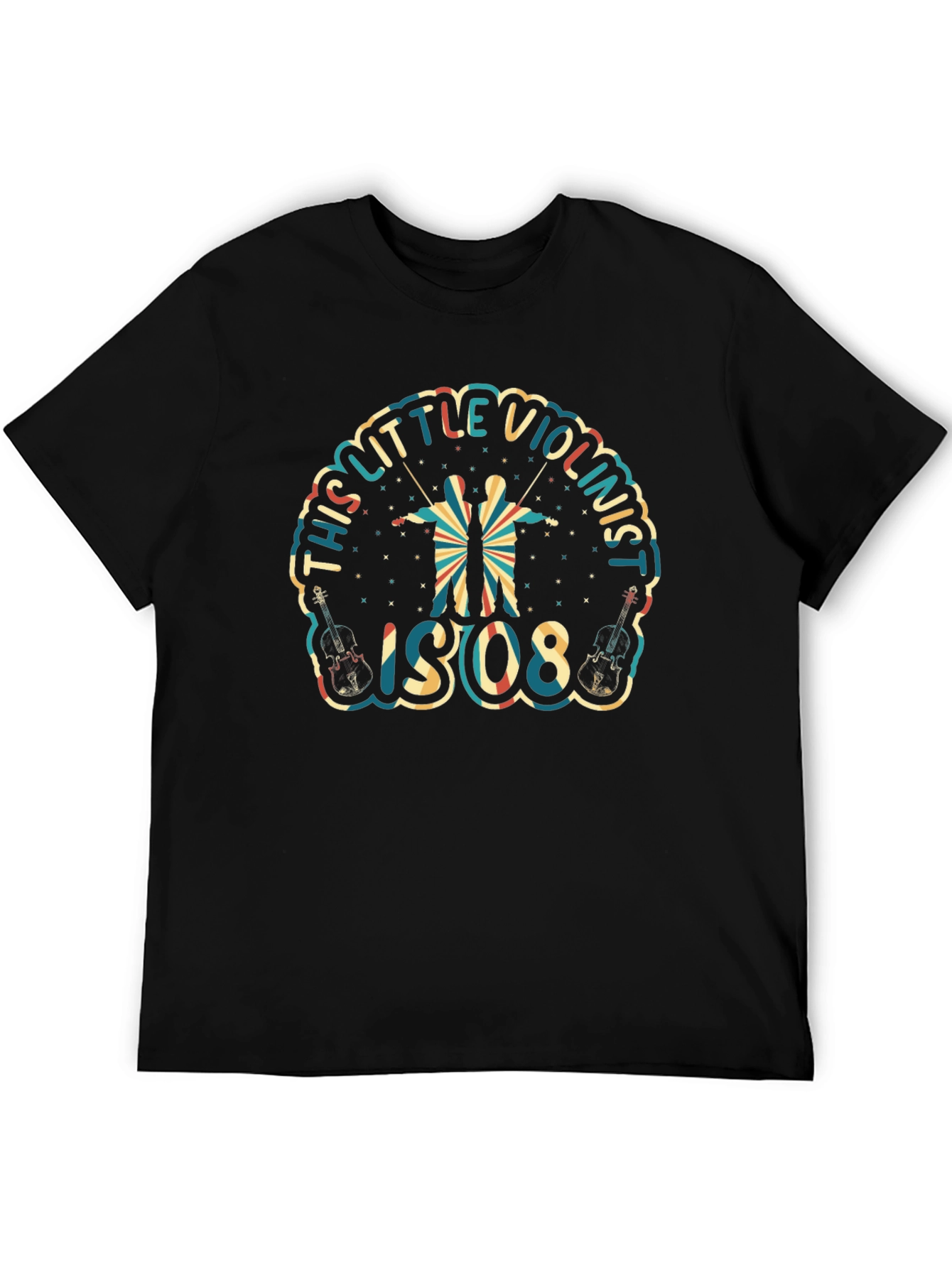 Little Violinist Graphic Tee - Black Crew Neck
