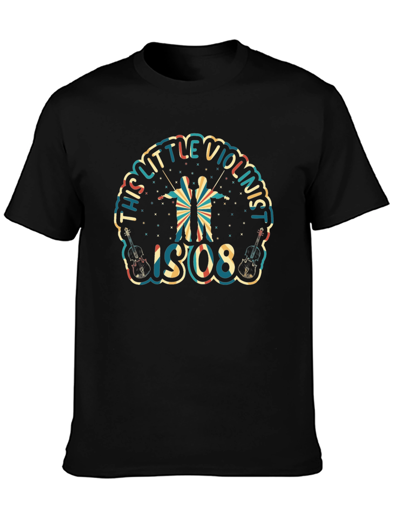 Little Violinist Graphic Tee - Black Crew Neck