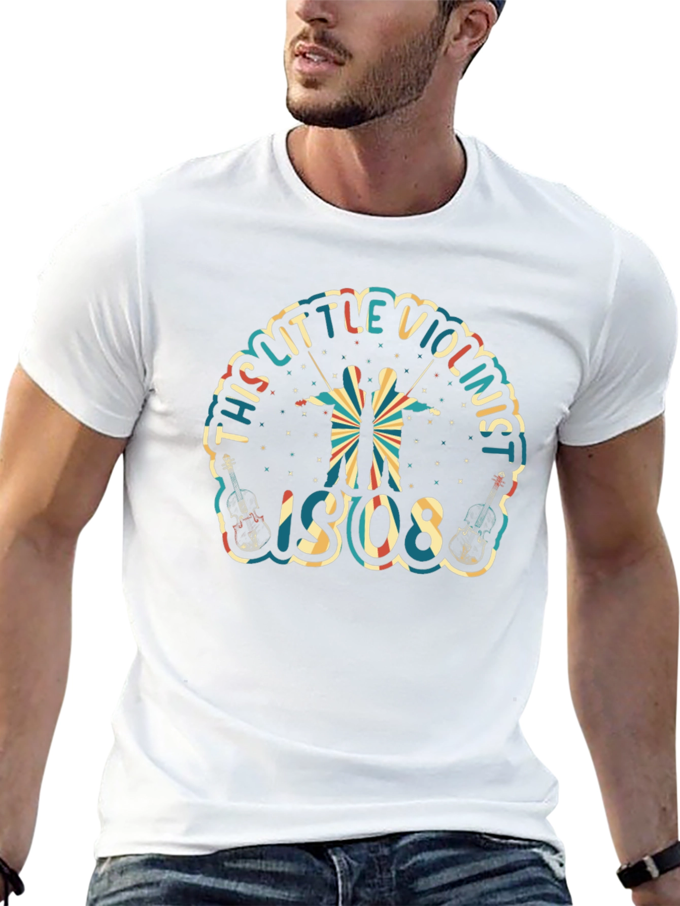 Little Violinist Graphic Tee - Black Crew Neck