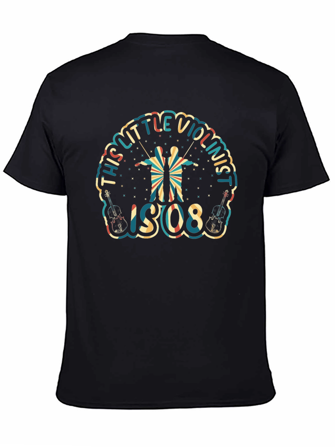 Little Violinist Graphic Tee - Black Crew Neck