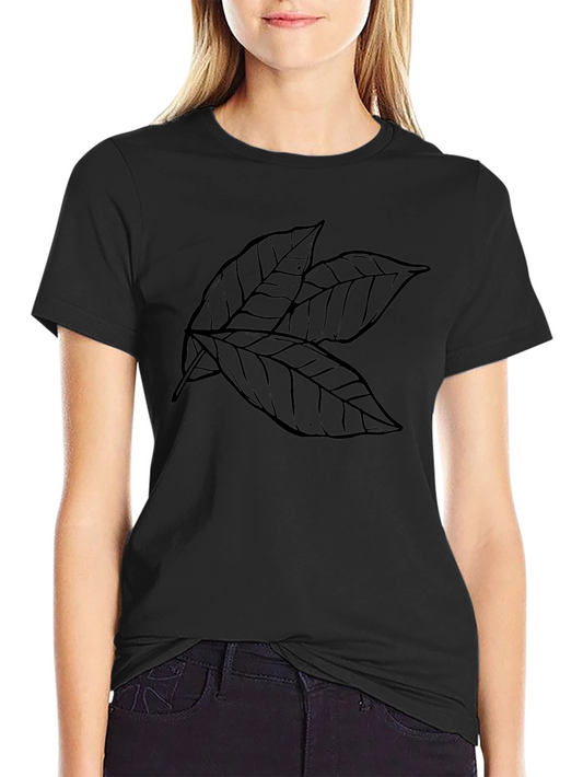 Leaf Print Black T-Shirt | Botanical Graphic Tee