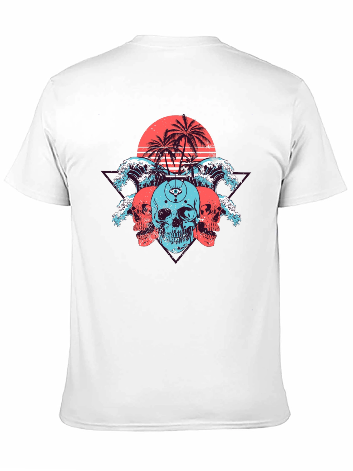 Skull Beach Graphic Tee - Black Cotton T-Shirt