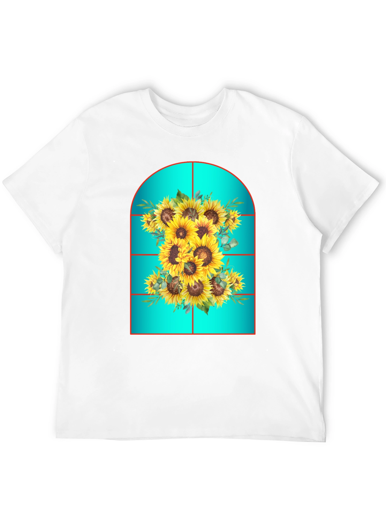 Sunflower Window T-Shirt - Unique Floral Design