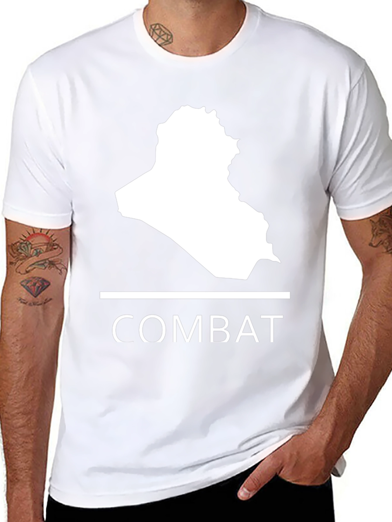 Combat Iraq Map Graphic T-Shirt - Mens