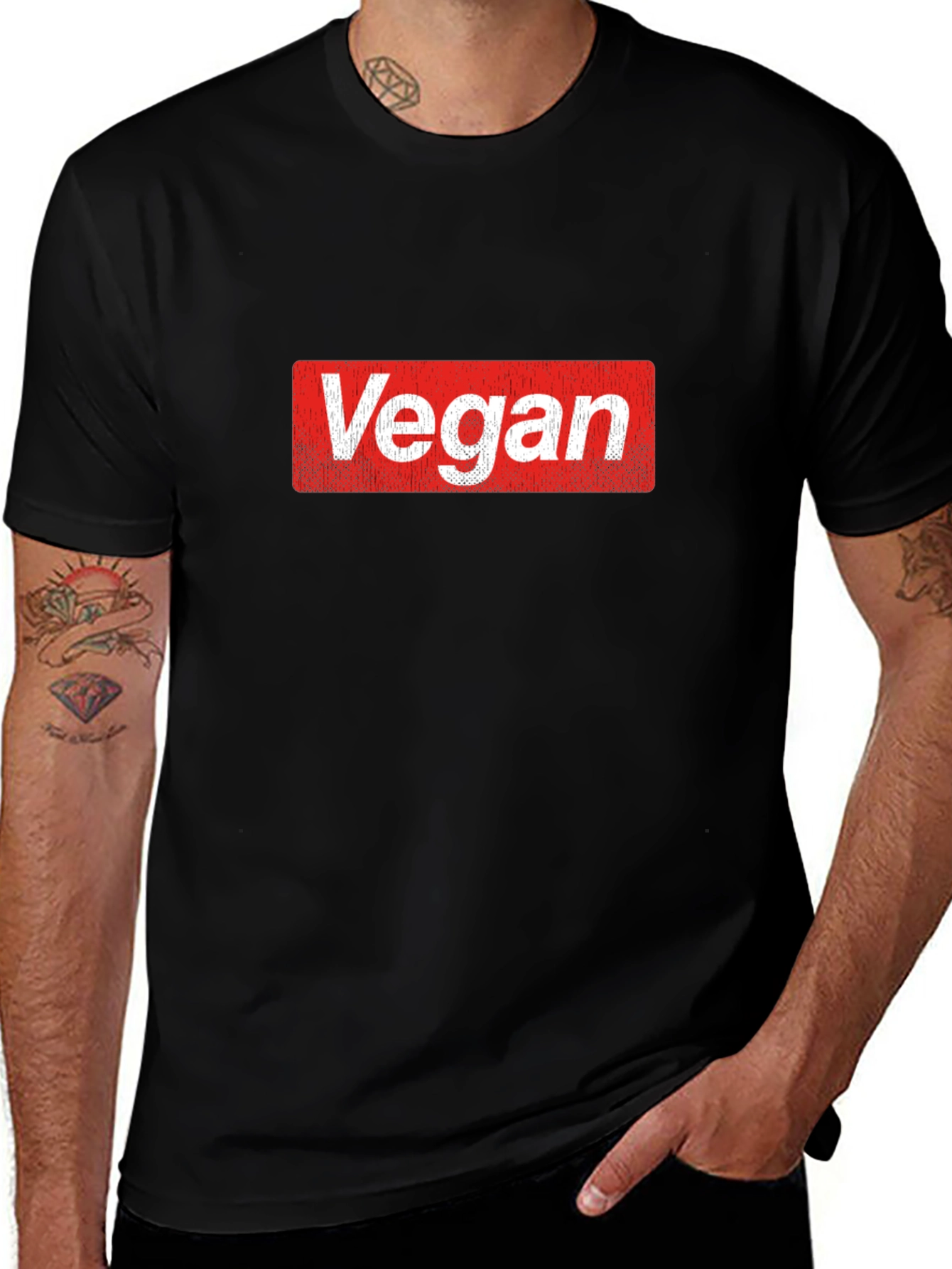 Vegan T-Shirt: Bold Red Box Logo Tee