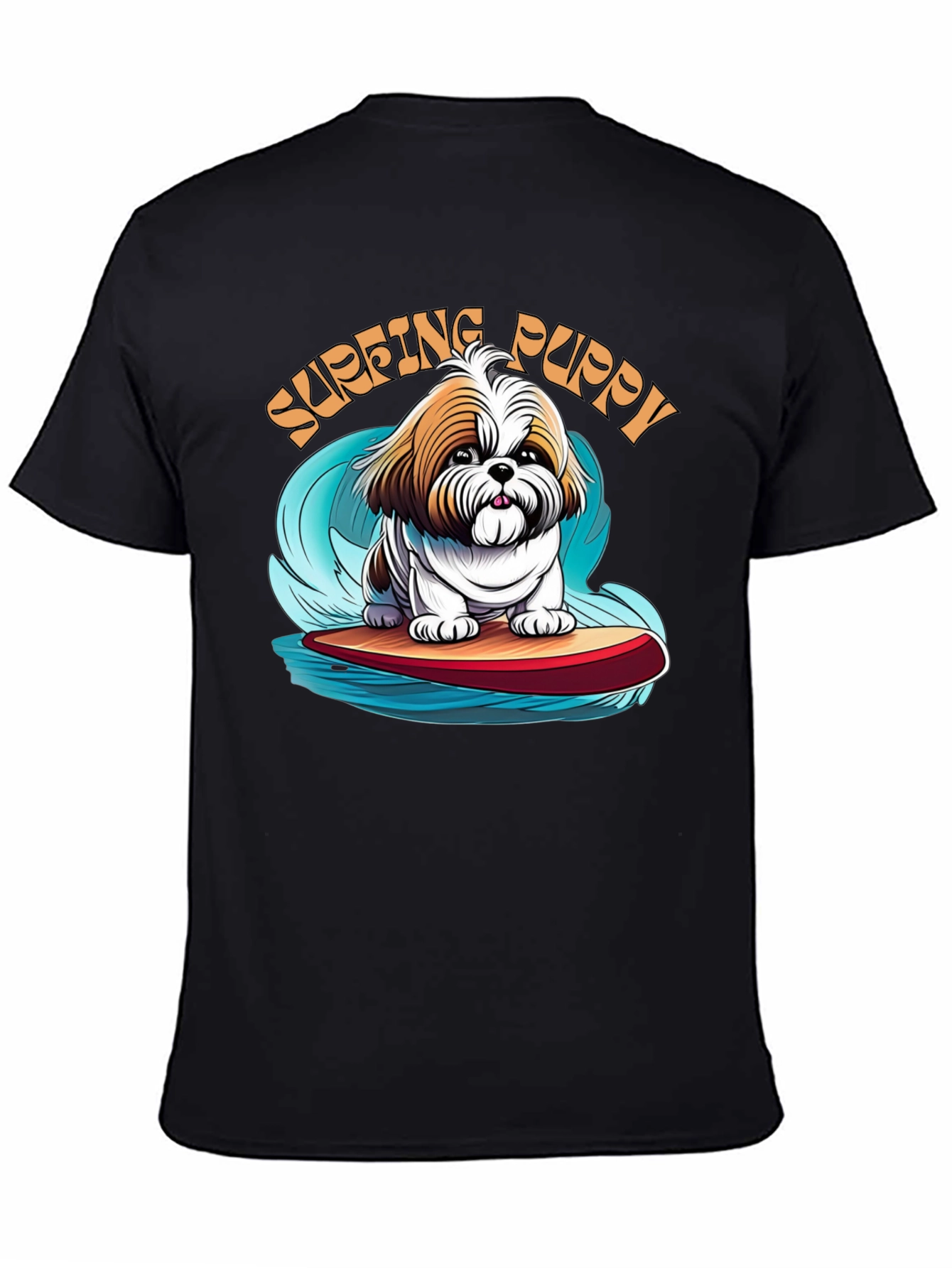 Surfing Puppy T-Shirt - Cute Dog Design