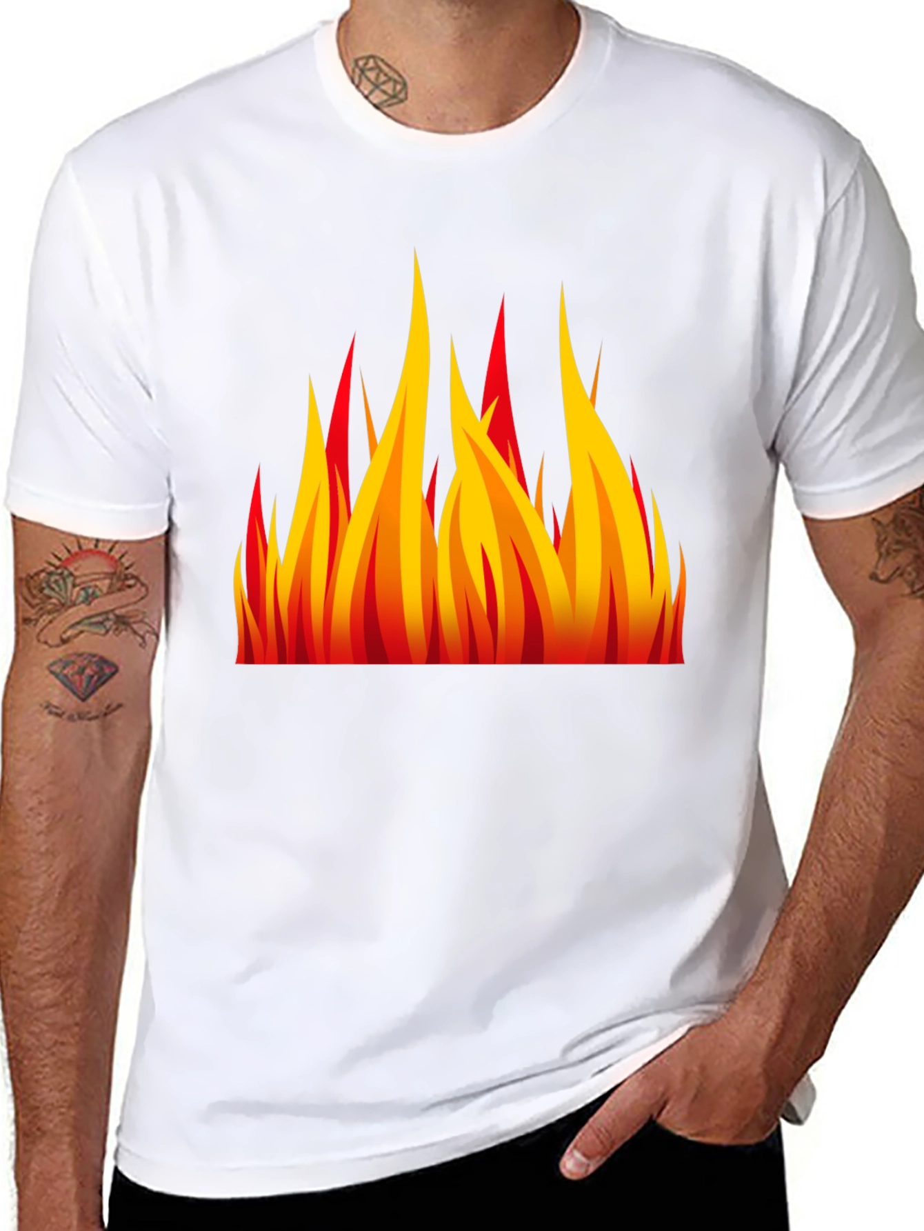 Fiery Flames Graphic Black T-Shirt