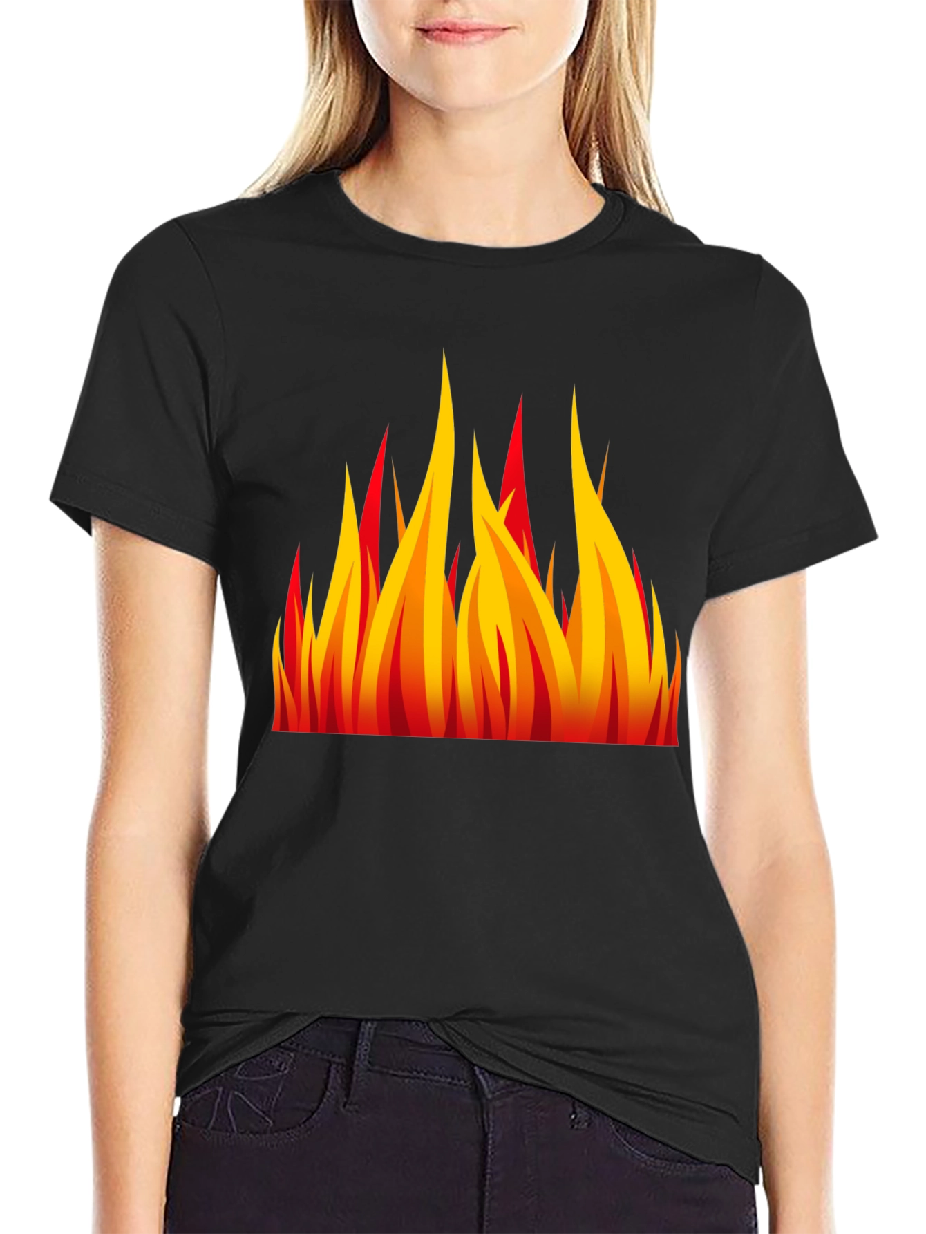 Fiery Flames Graphic Black T-Shirt