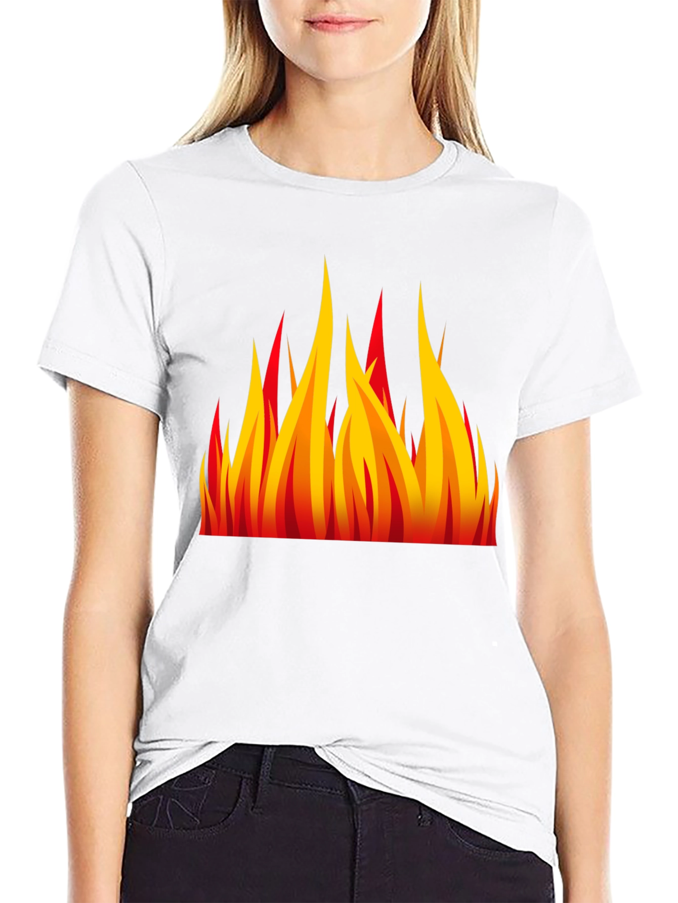 Fiery Flames Graphic Black T-Shirt