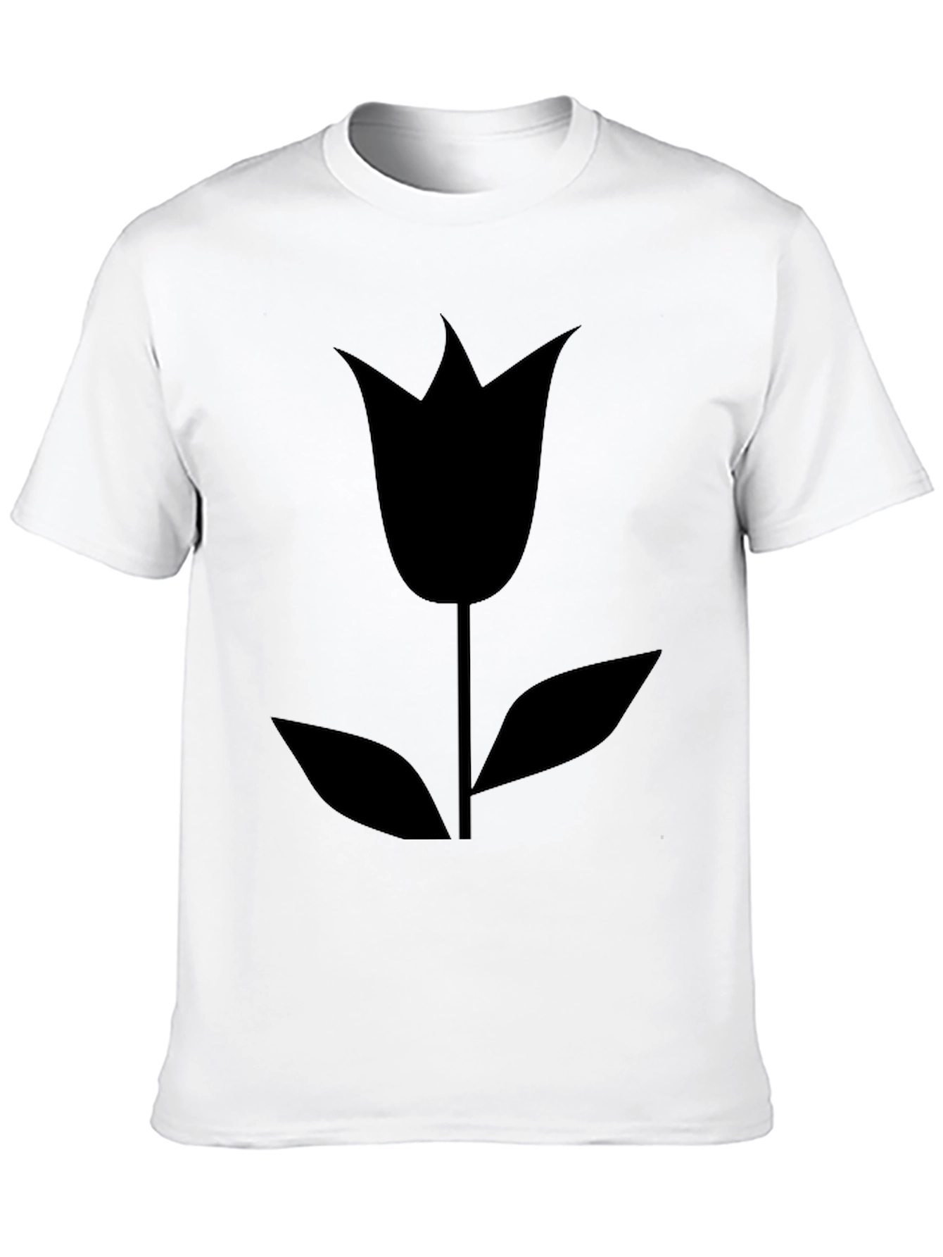 Black Tulip Graphic T-Shirt - Modern Floral Design
