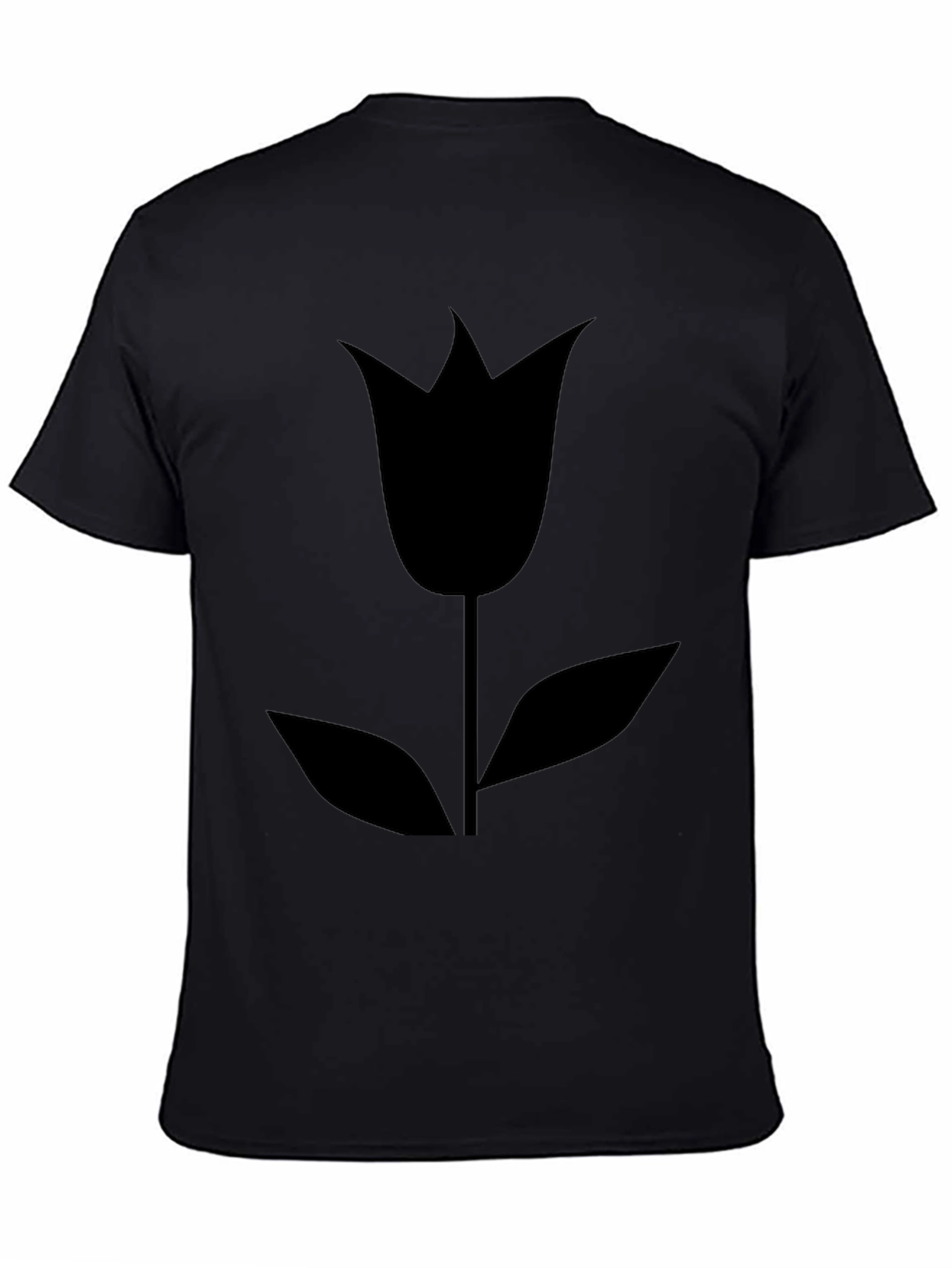 Black Tulip Graphic T-Shirt - Modern Floral Design