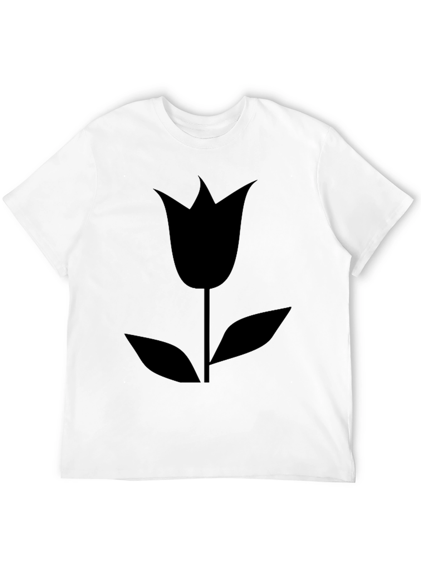 Black Tulip Graphic T-Shirt - Modern Floral Design