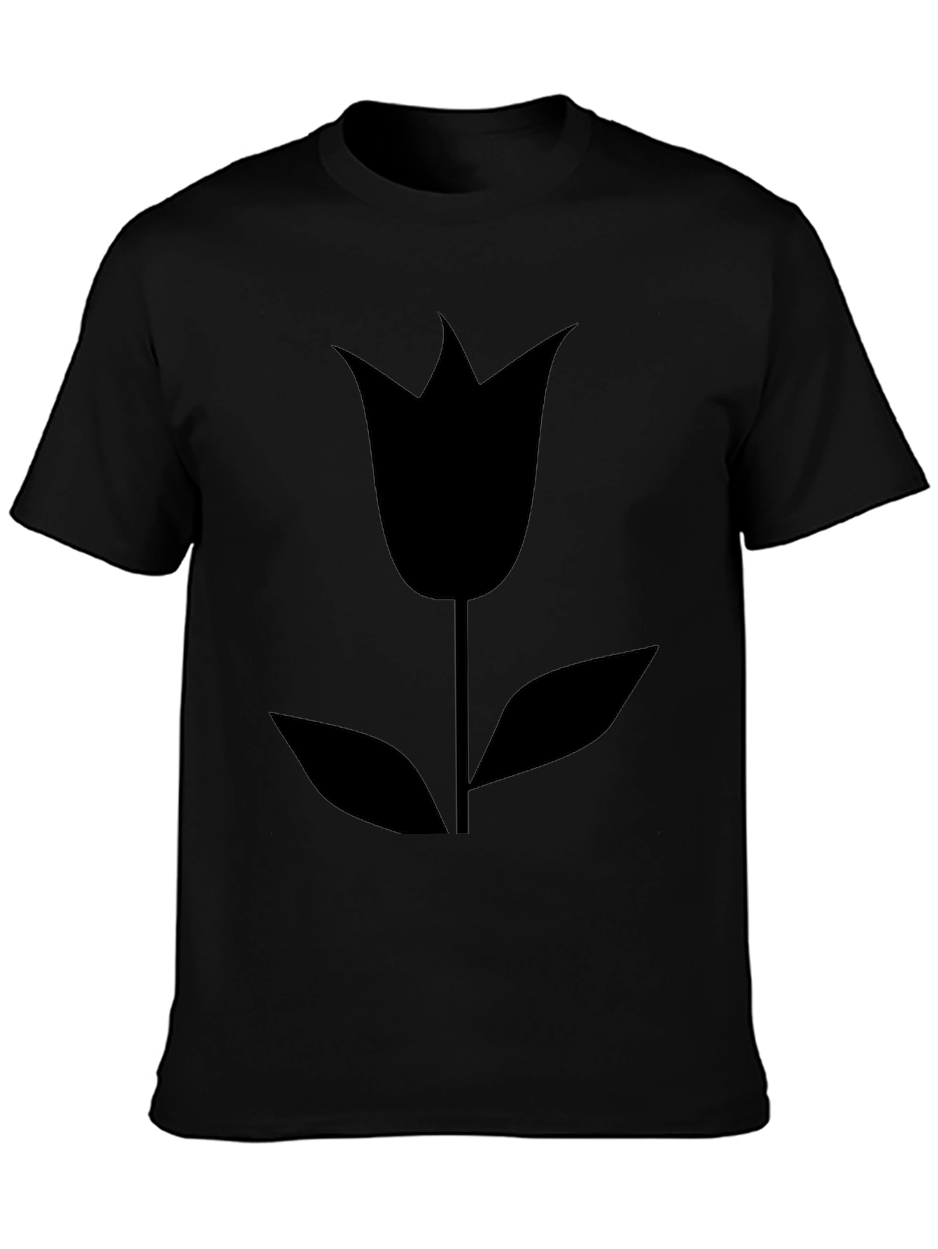 Black Tulip Graphic T-Shirt - Modern Floral Design