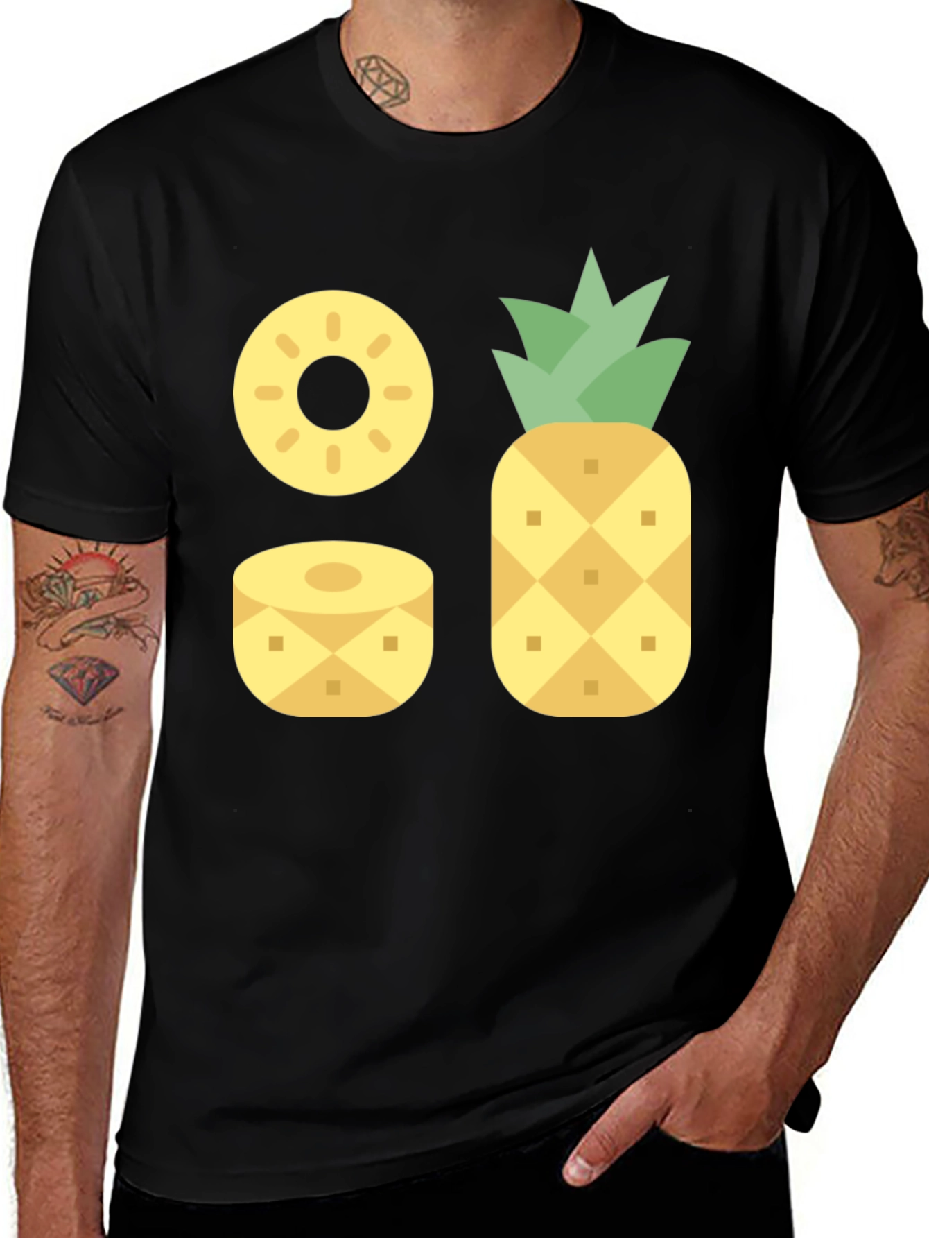 Pineapple Graphic Black T-Shirt