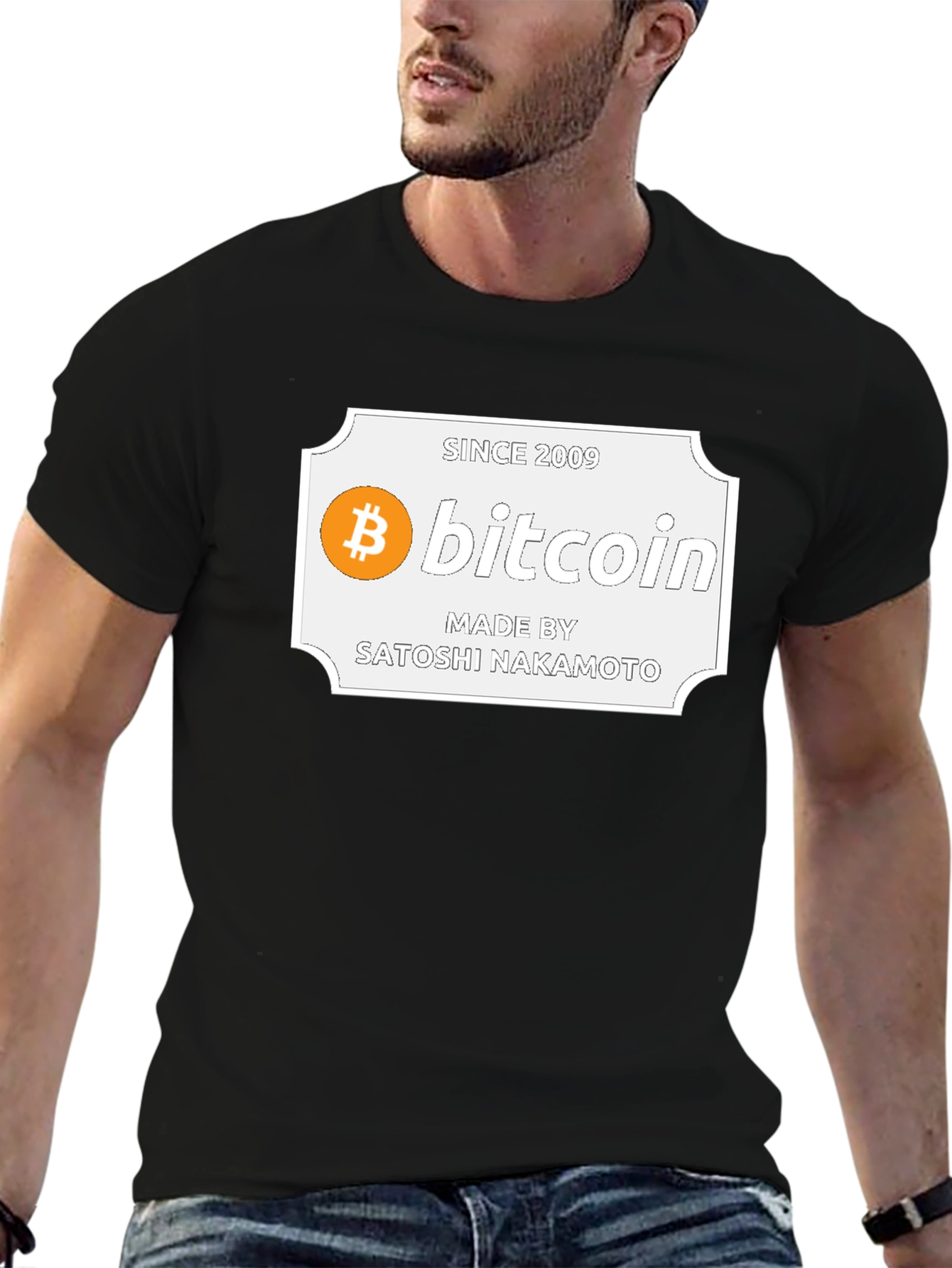 Bitcoin Satoshi Nakamoto Black Graphic Tee