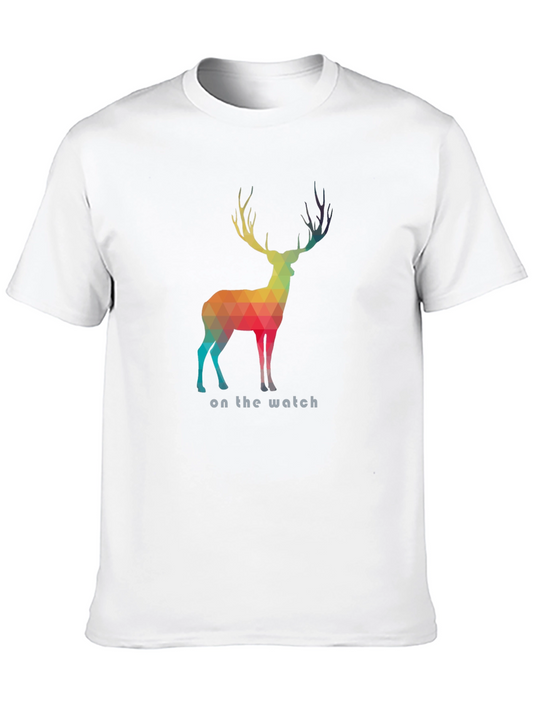 Geometric Deer Graphic T-Shirt - On the Watch