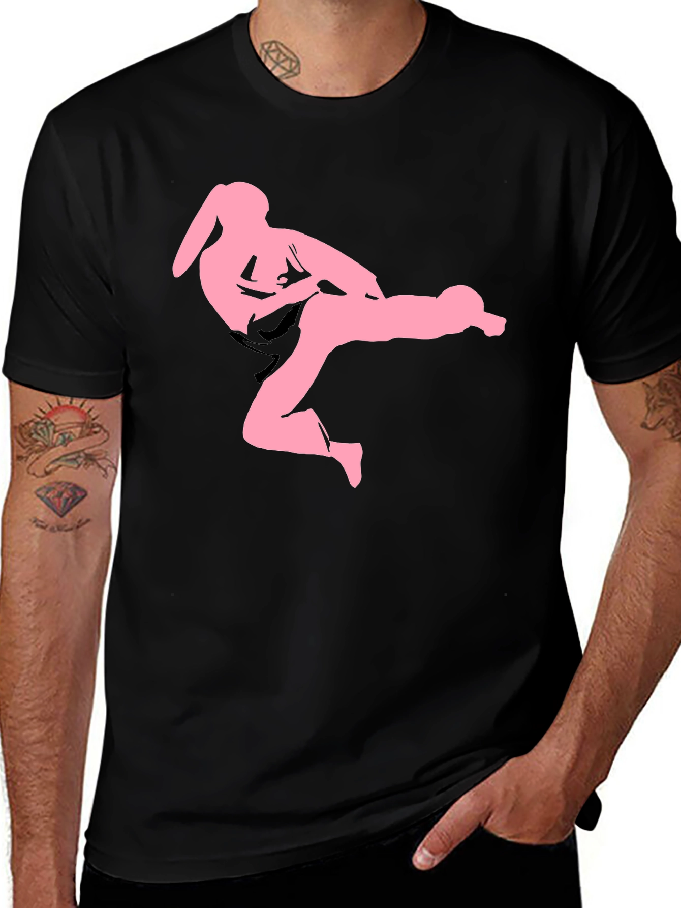 Karate Bunny Black T-Shirt