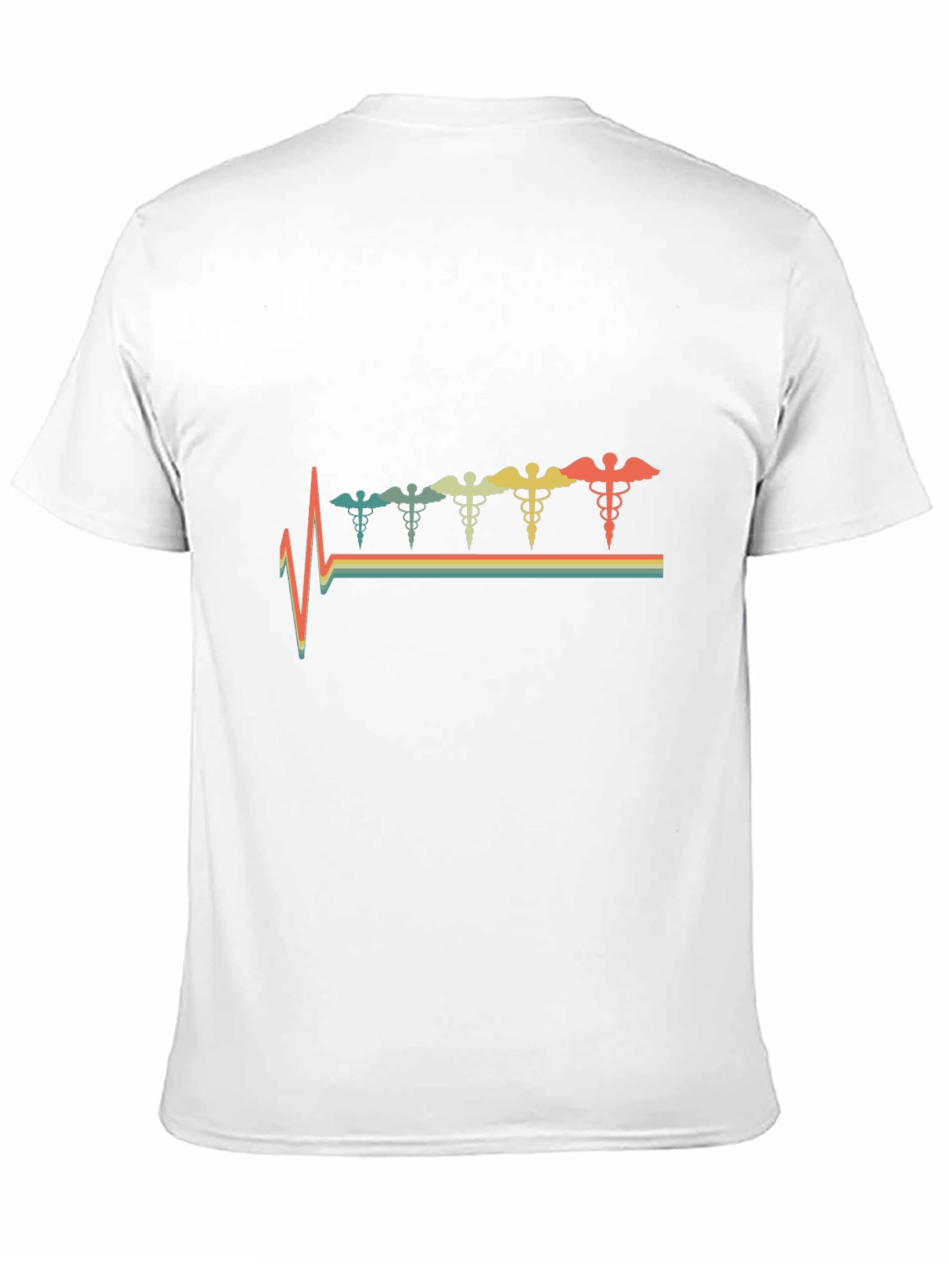Retro Caduceus Heartbeat T-Shirt - Black