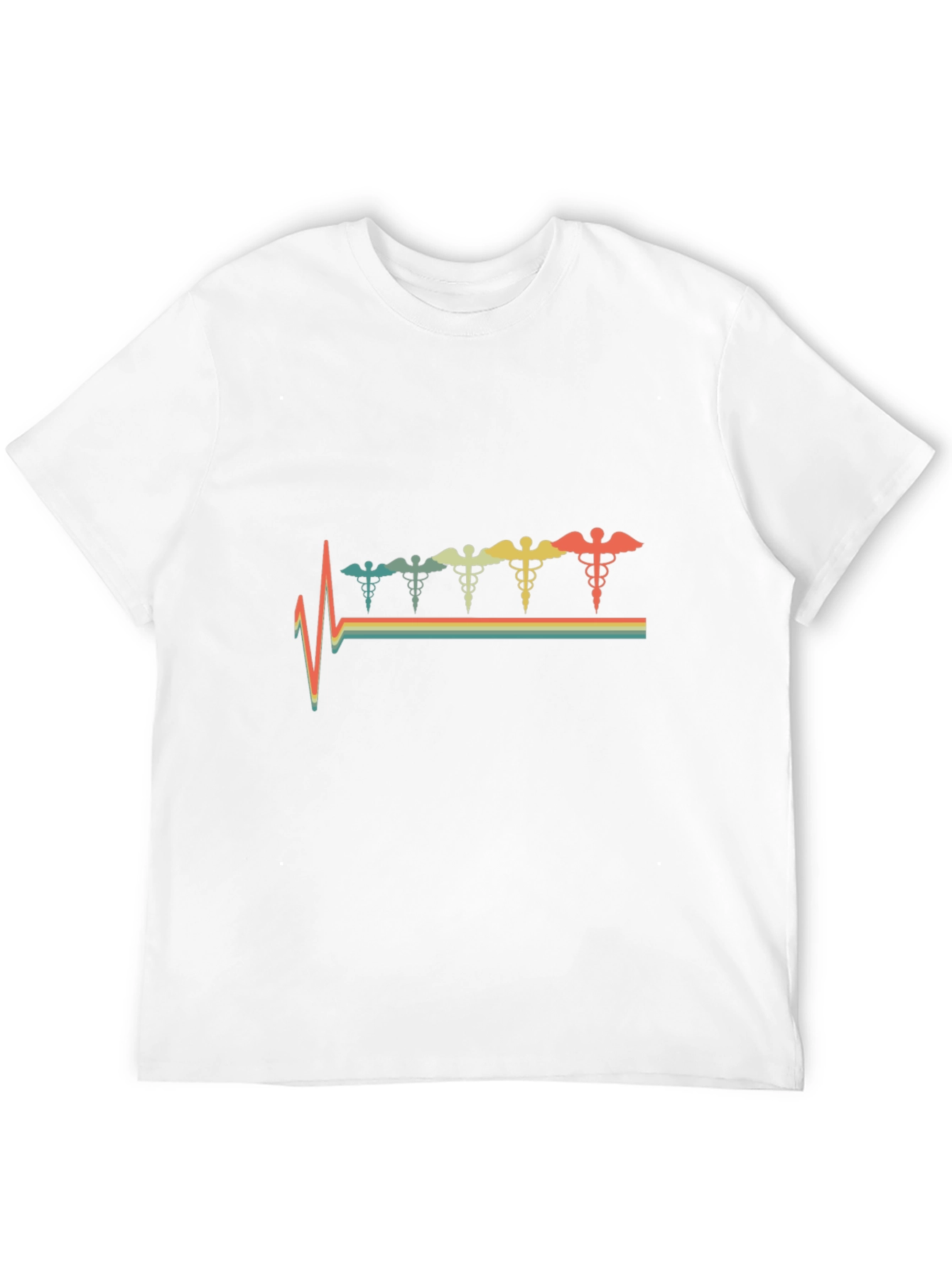 Retro Caduceus Heartbeat T-Shirt - Black