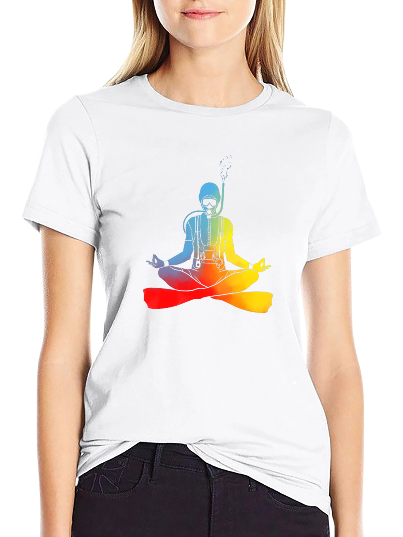 Diver Meditating Rainbow T-Shirt - Zen Underwater
