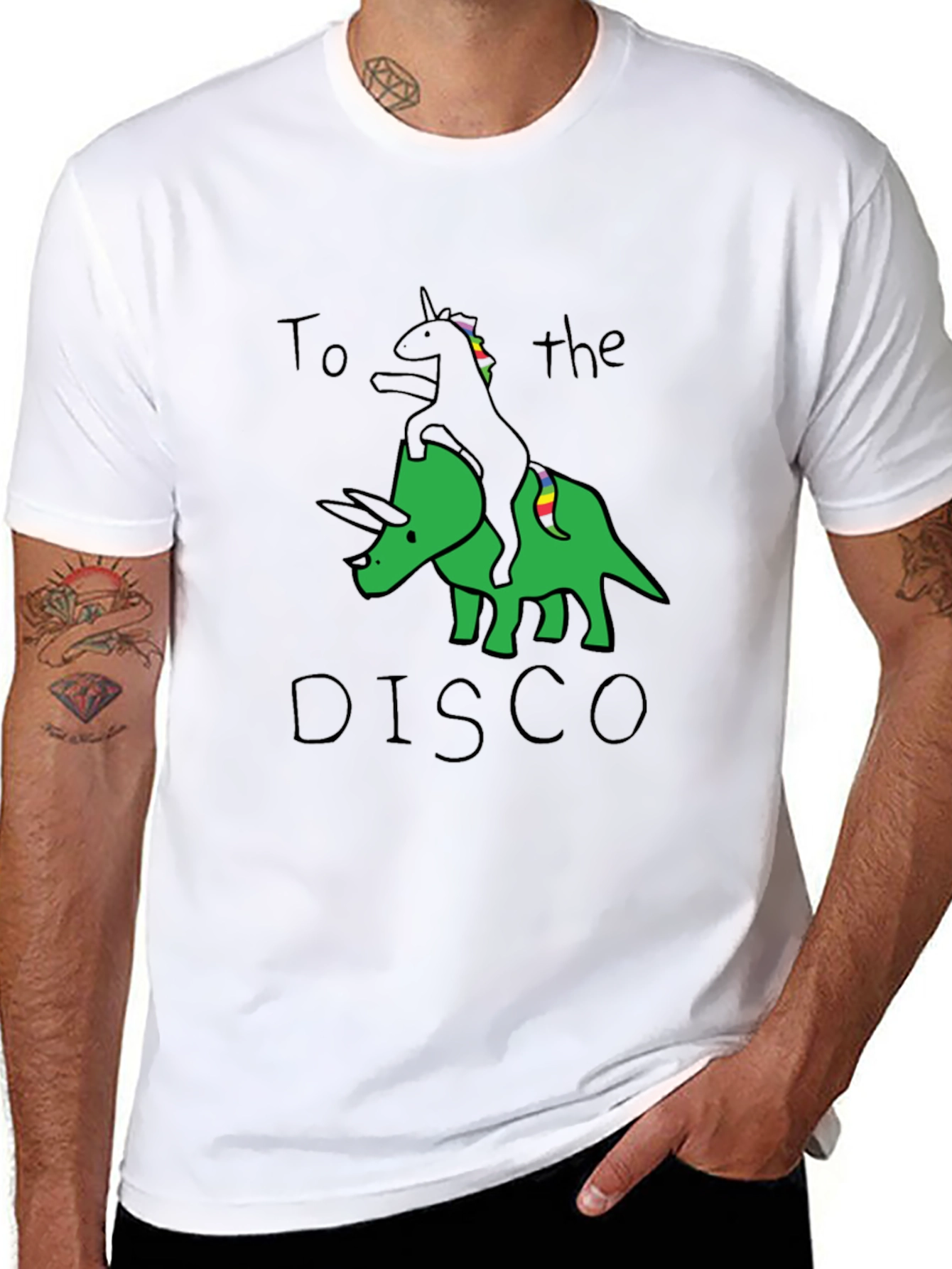 Unicorn Dinosaur Disco Graphic Tee