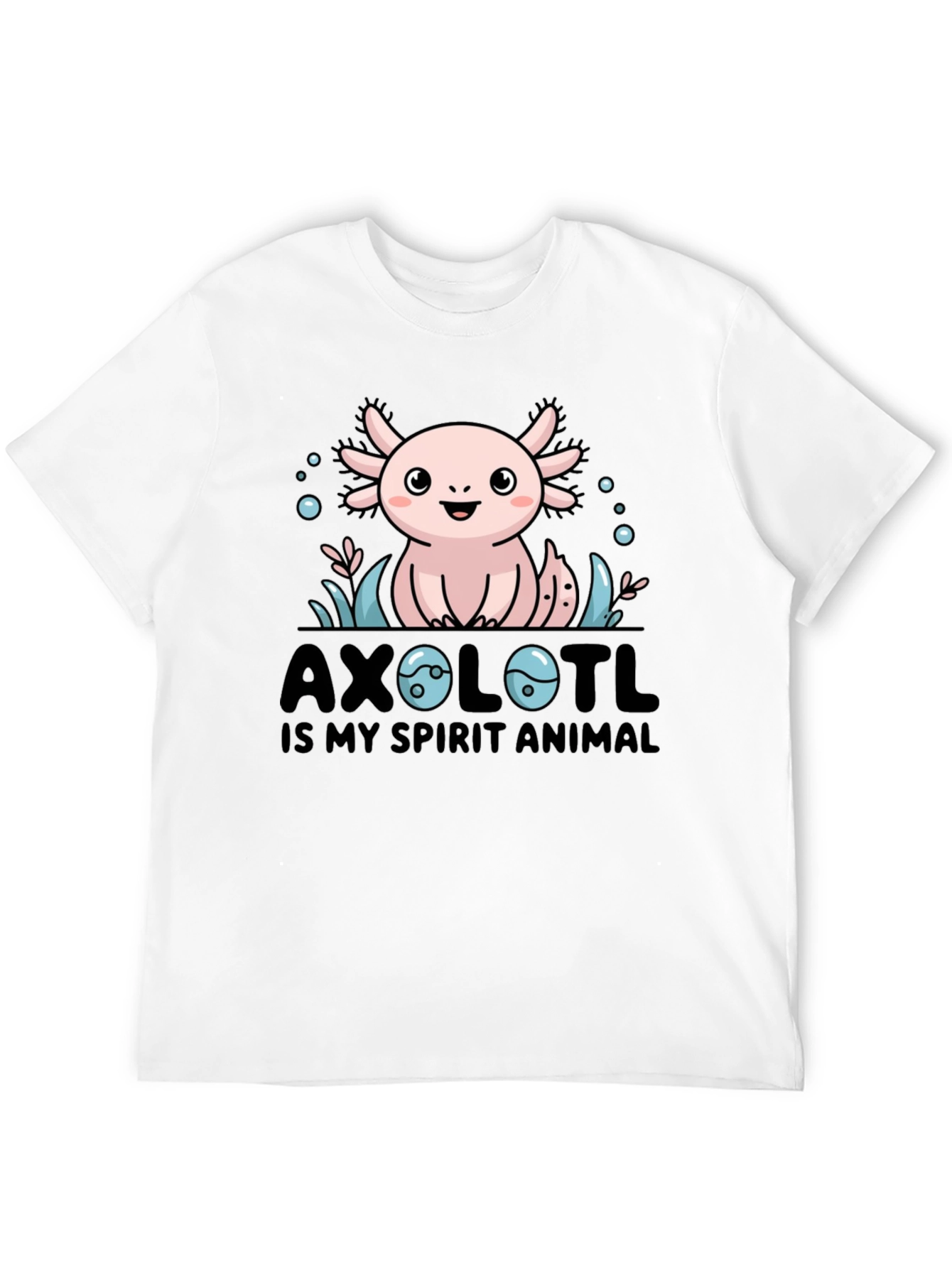 Axolotl Spirit Animal Graphic Tee - Black Cotton