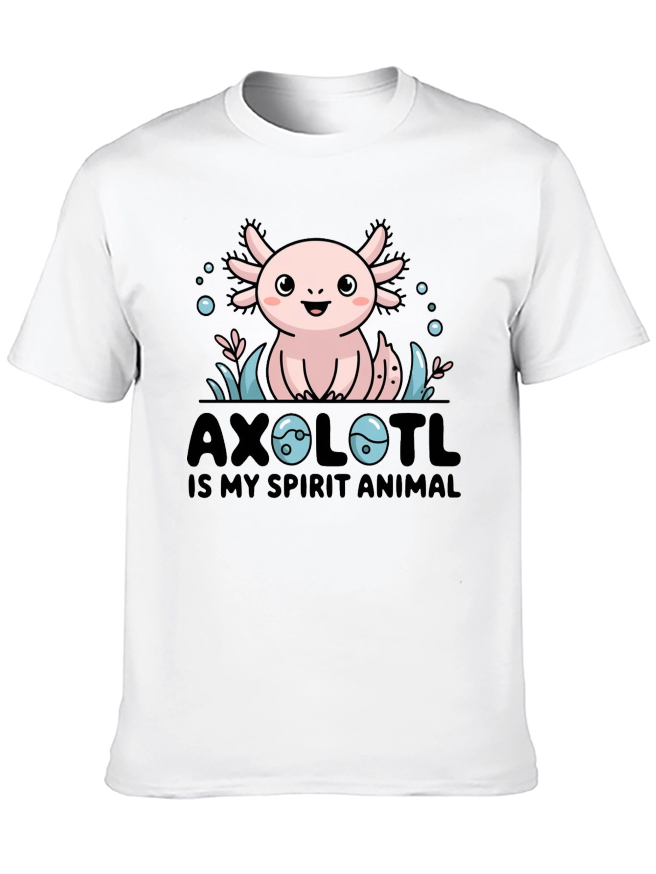 Axolotl Spirit Animal Graphic Tee - Black Cotton