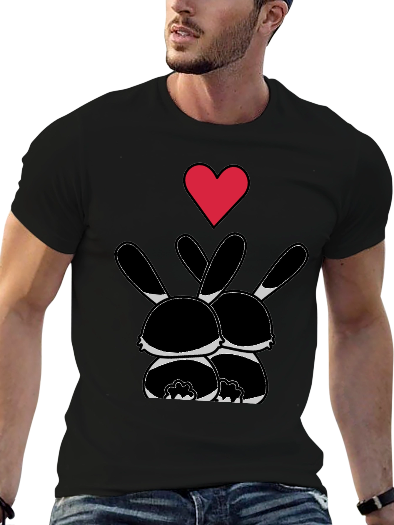 Bunny Love Graphic Tee - Black
