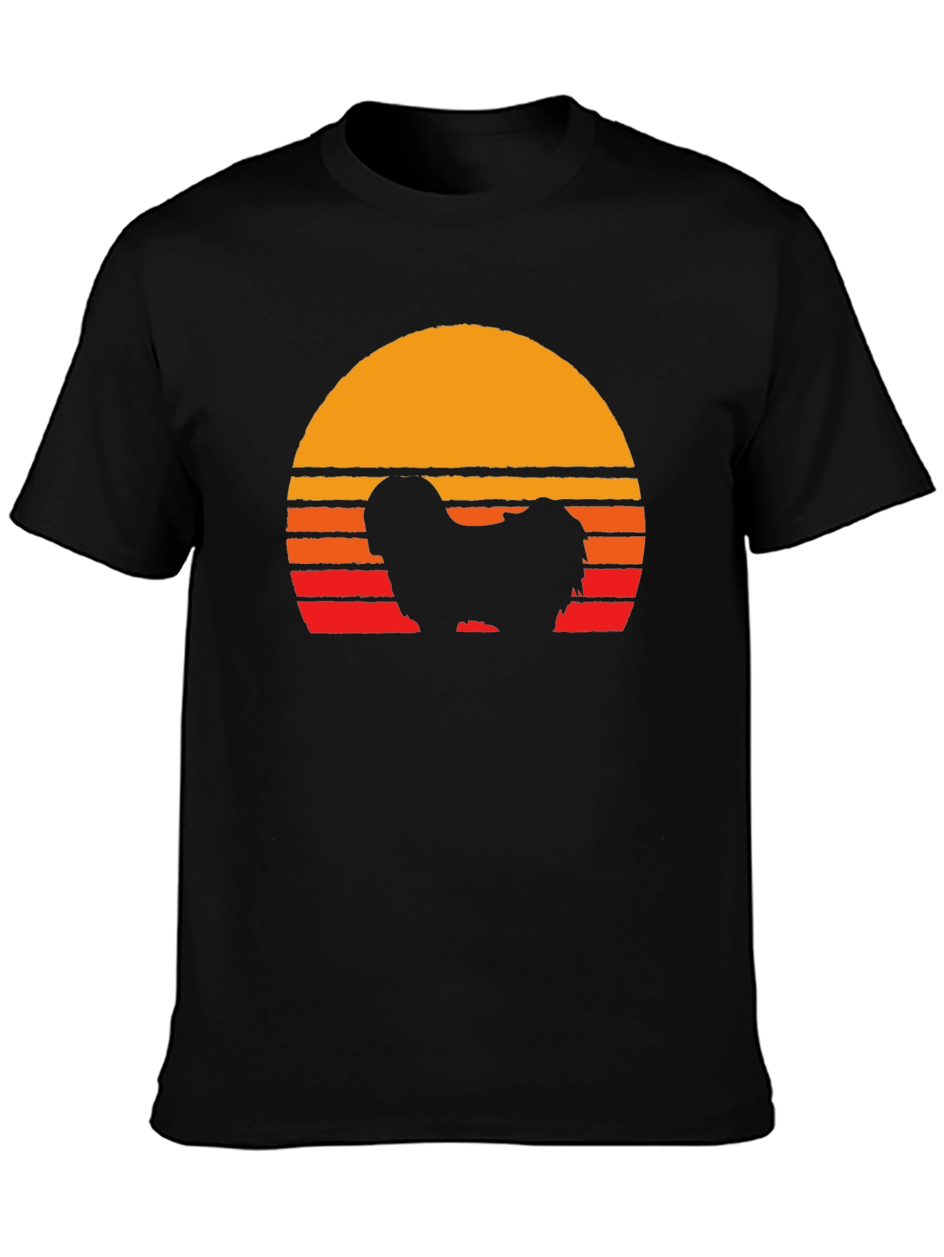 Retro Dog Silhouette T-Shirt - Sunset Graphic Tee