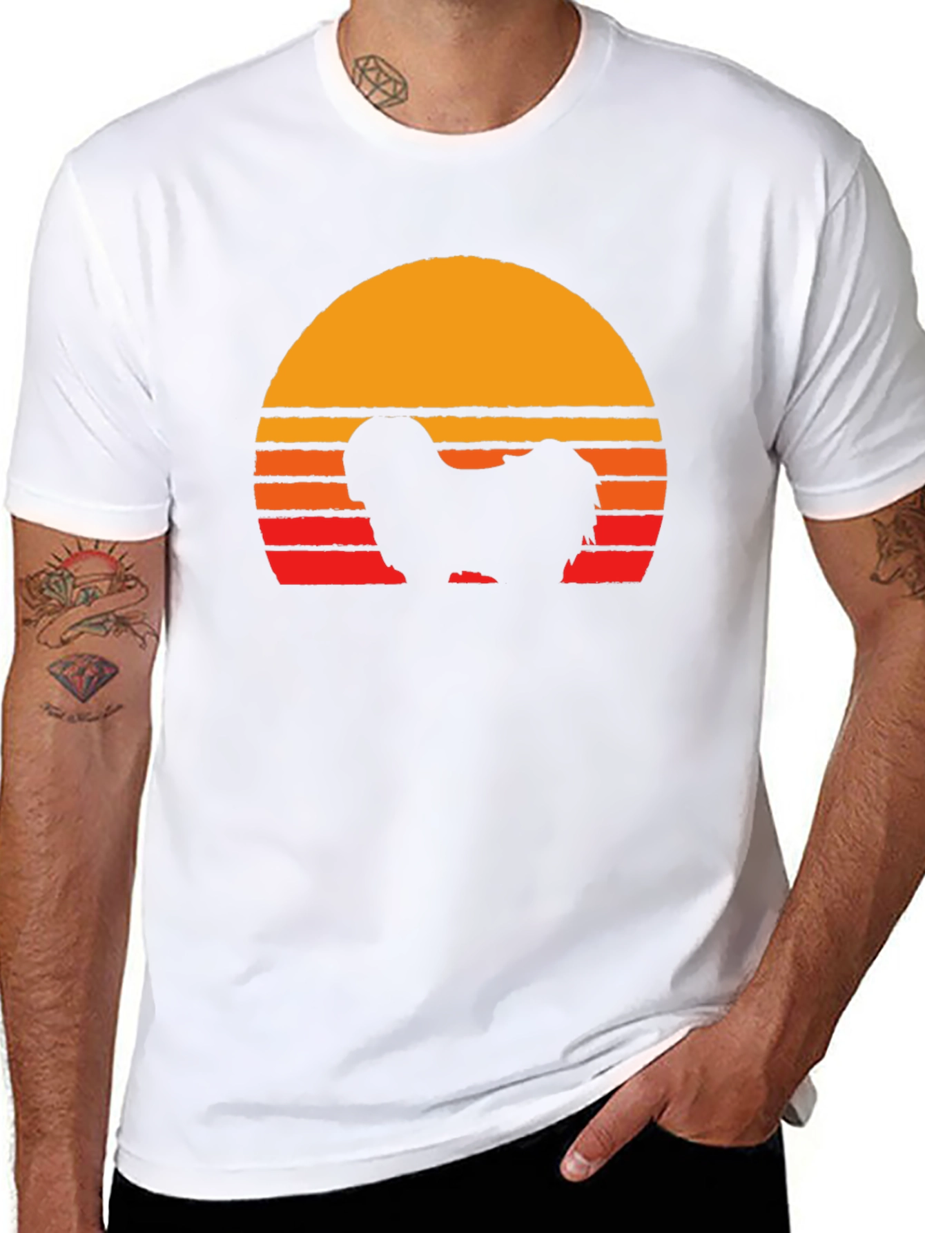 Retro Dog Silhouette T-Shirt - Sunset Graphic Tee