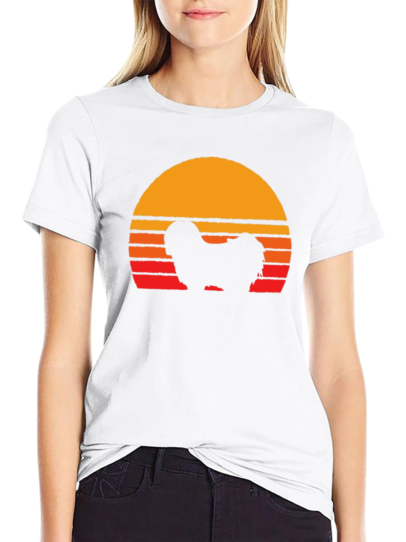 Retro Dog Silhouette T-Shirt - Sunset Graphic Tee