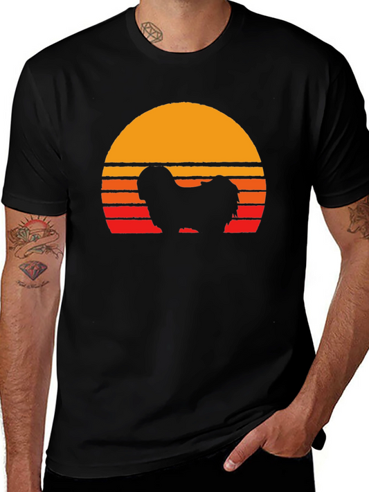 Retro Dog Silhouette T-Shirt - Sunset Graphic Tee