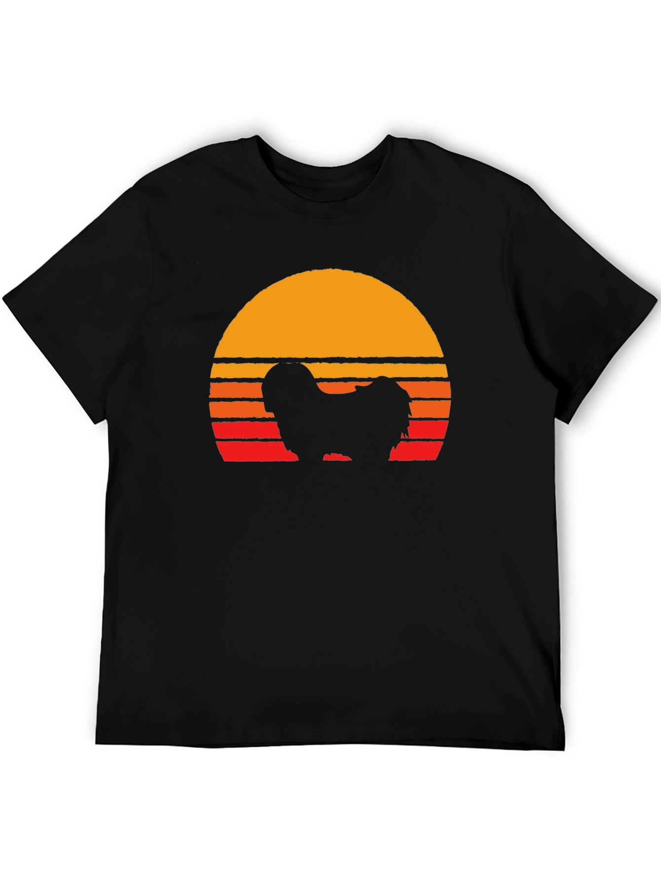 Retro Dog Silhouette T-Shirt - Sunset Graphic Tee