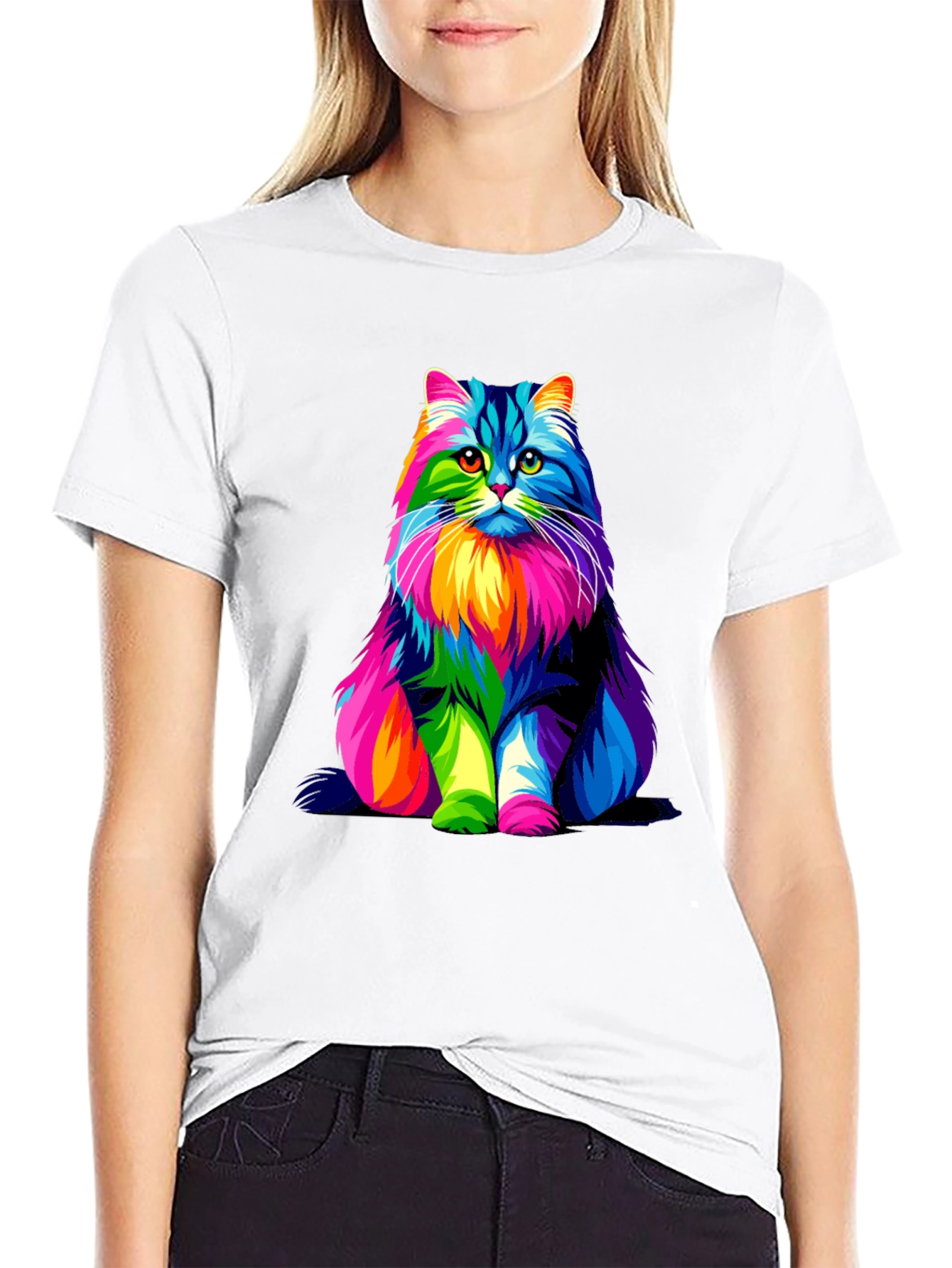 Rainbow Cat Graphic Tee - Mens Black T-Shirt